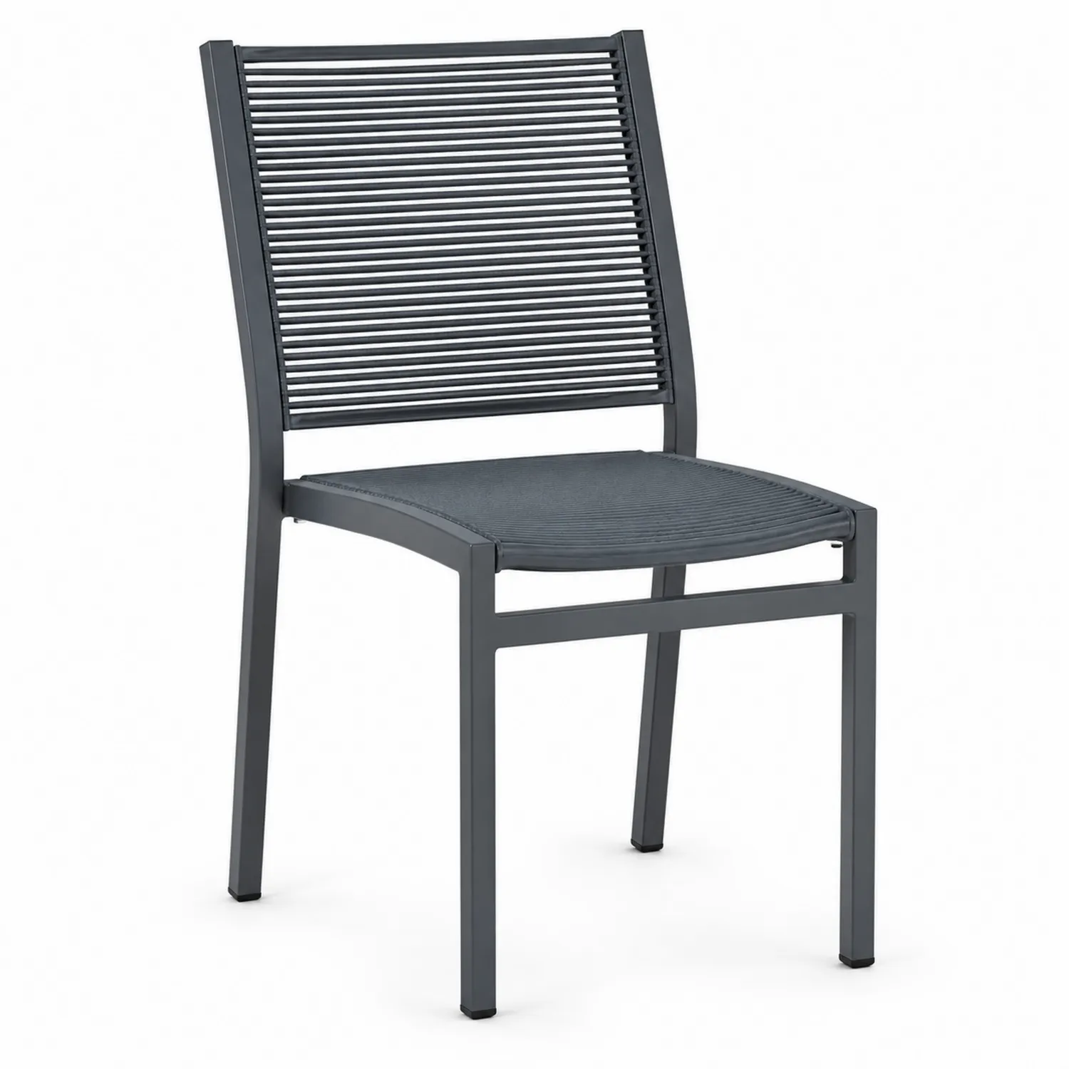 Silla de metal con cuerda sintética gris-Livexora