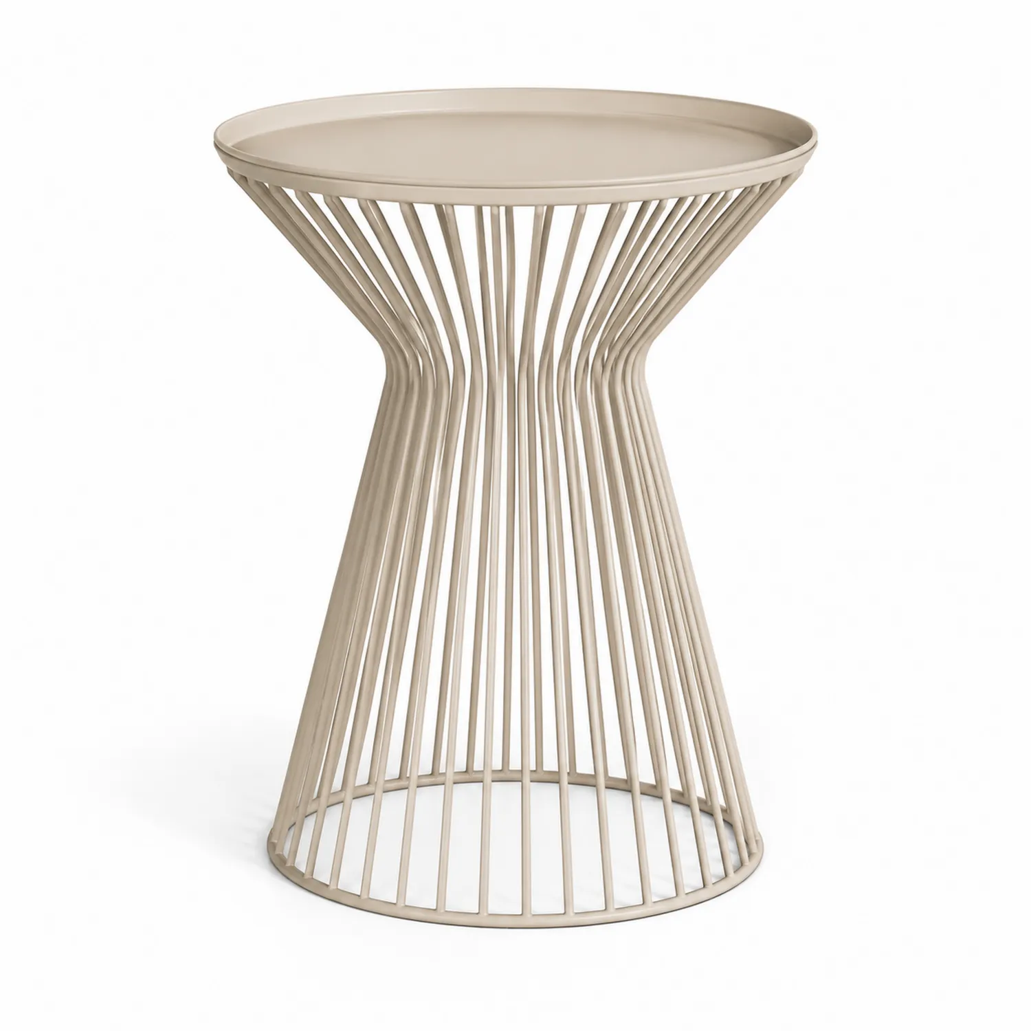 Mesa auxiliar redonda de metal beige-Livexora