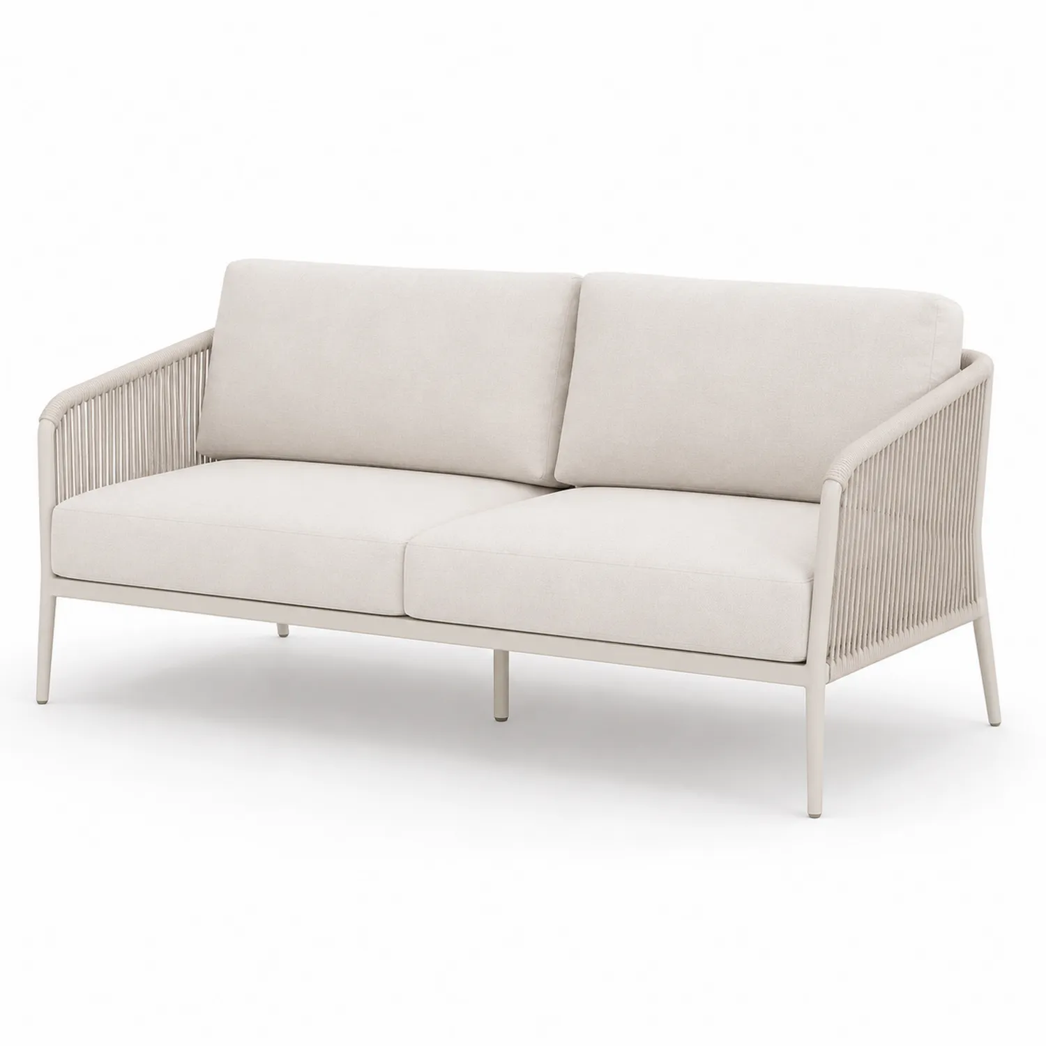 Sofá de dos plazas de aluminio y cuerda sintética Beige-Livexora