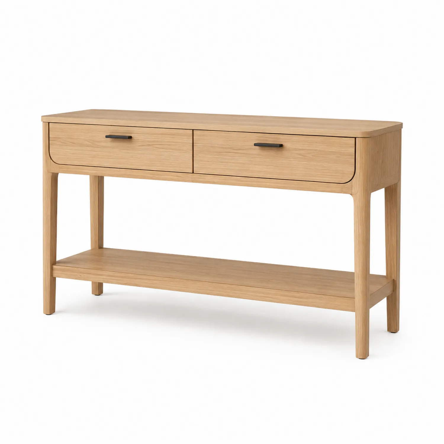 Mesa consola de madera de roble con cajones y estante-Livexora