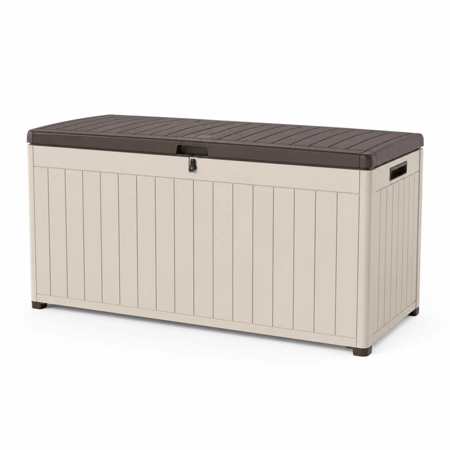 Cofre de Almacenamiento Exterior de Plástico Beige/Marrón 120cm-Livexora