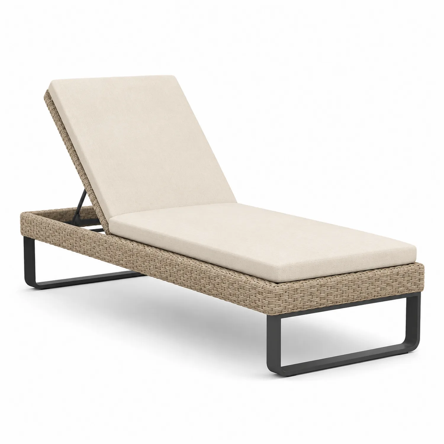 Tumbona de ratán sintético ajustable para exterior-Livexora