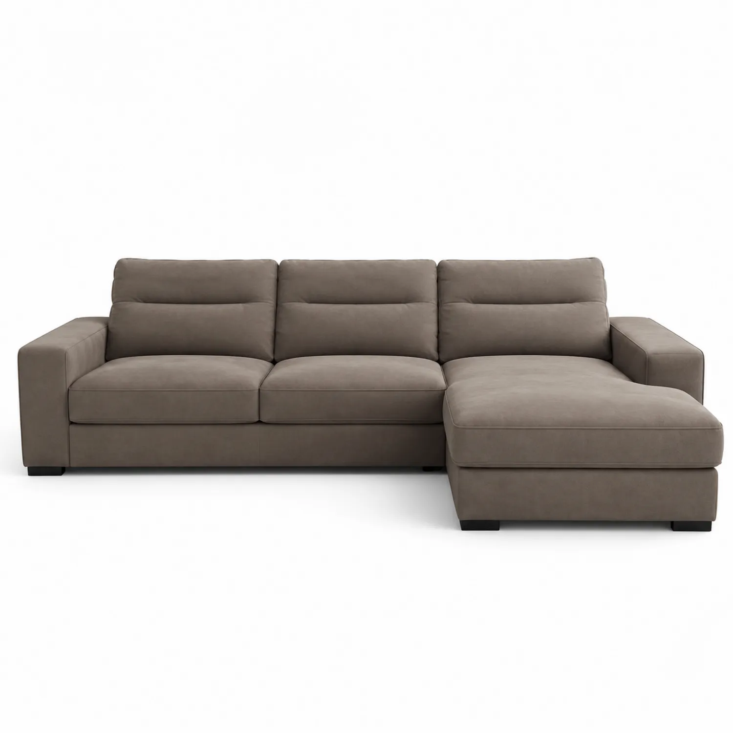 Sofá esquinero con chaise longue tapizado en poliéster color Marrón 250x150x85 cm-Livexora