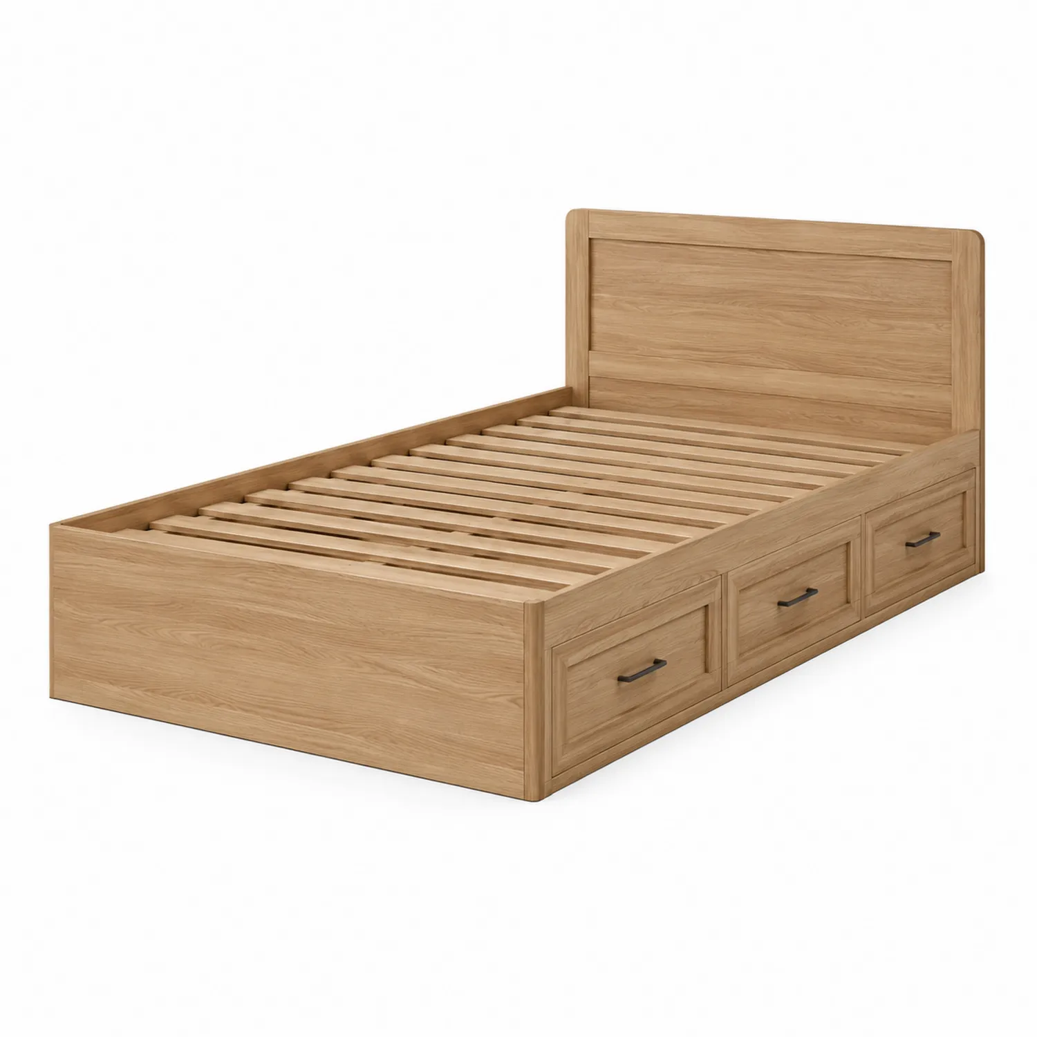 Cama individual de madera de roble con cajones 200x90 cm-Livexora