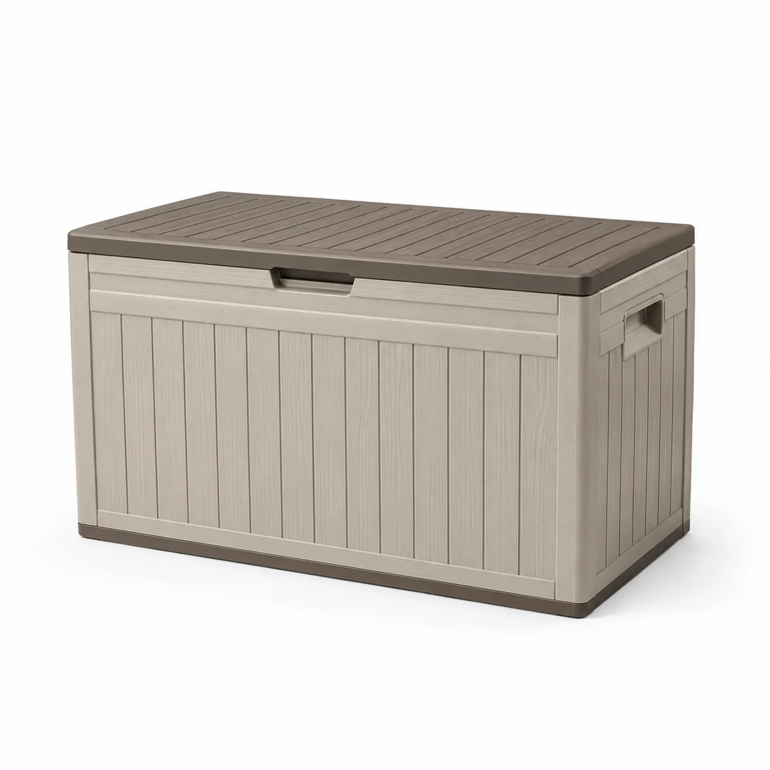 Caja de almacenamiento de resina efecto madera Marrón y Beige 120x60x70 cm-Livexora