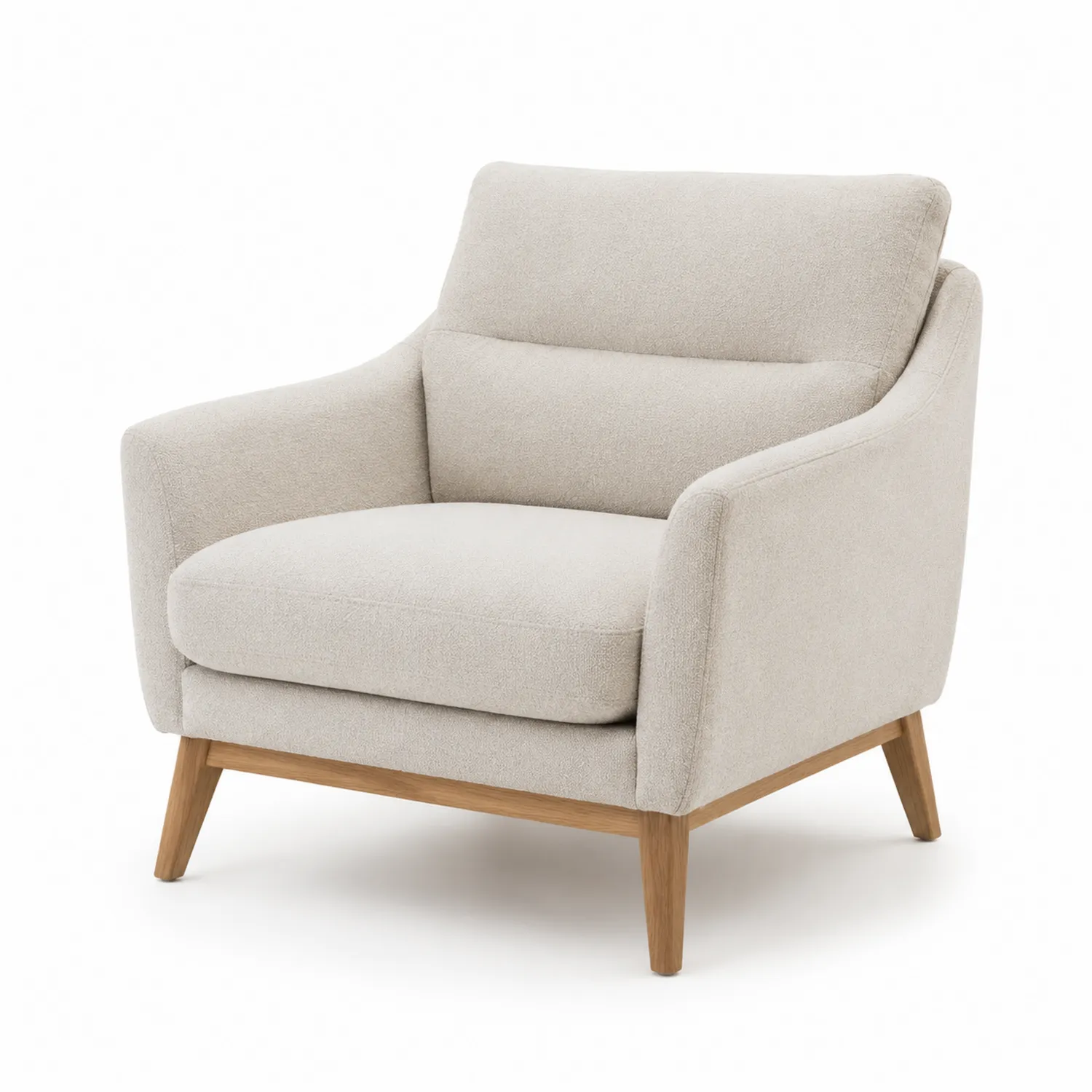 Sillón de Tela Beige con Base de Roble 80x75x85 cm-Livexora