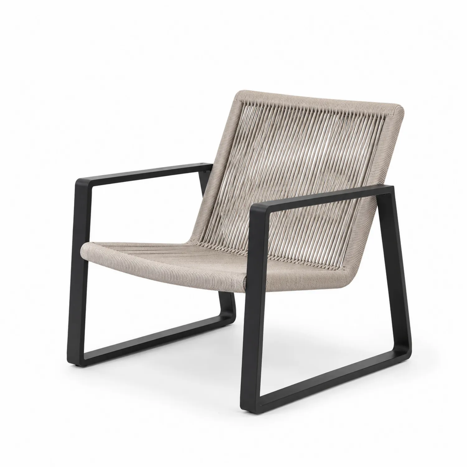 Sillón de Jardín con Estructura Metálica y Cuerda Sintética Gris