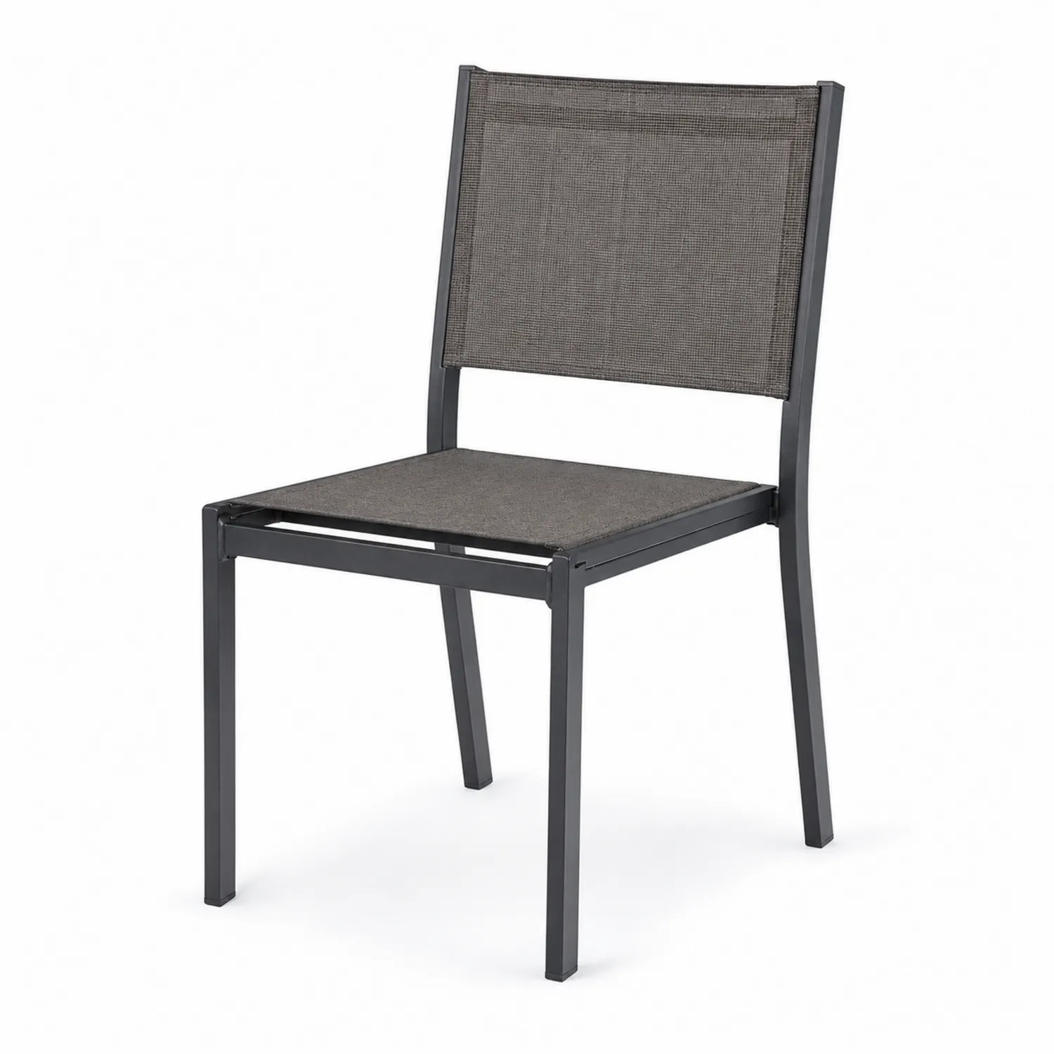 Silla de metal y textilene gris 55x54x85 cm