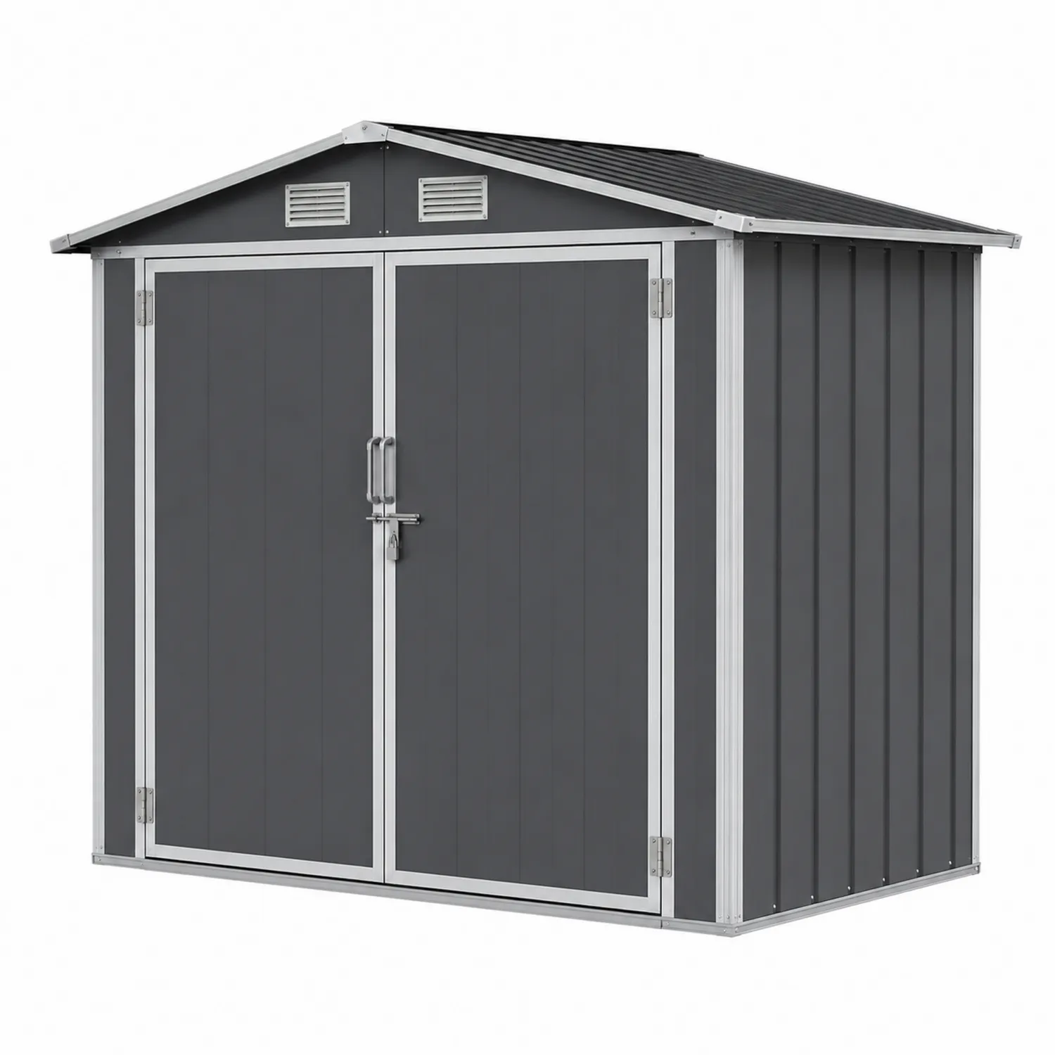 Cobertizo de Metal Gris con Doble Puerta 213x127x185 cm