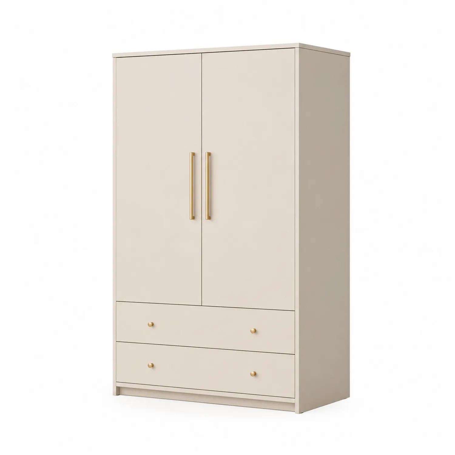 Armario de Madera Aglomerada con 2 Puertas y 2 Cajones Beige