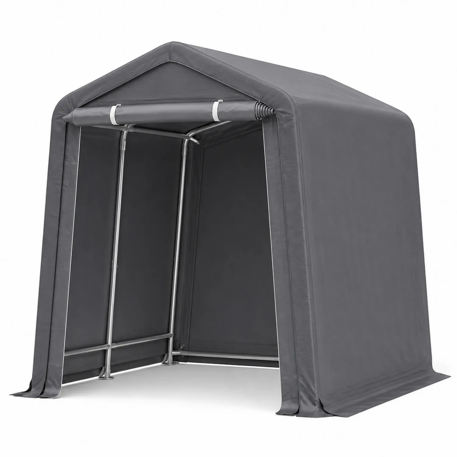Carpa de Almacenamiento con Estructura Metálica y Cubierta de Lona Gris