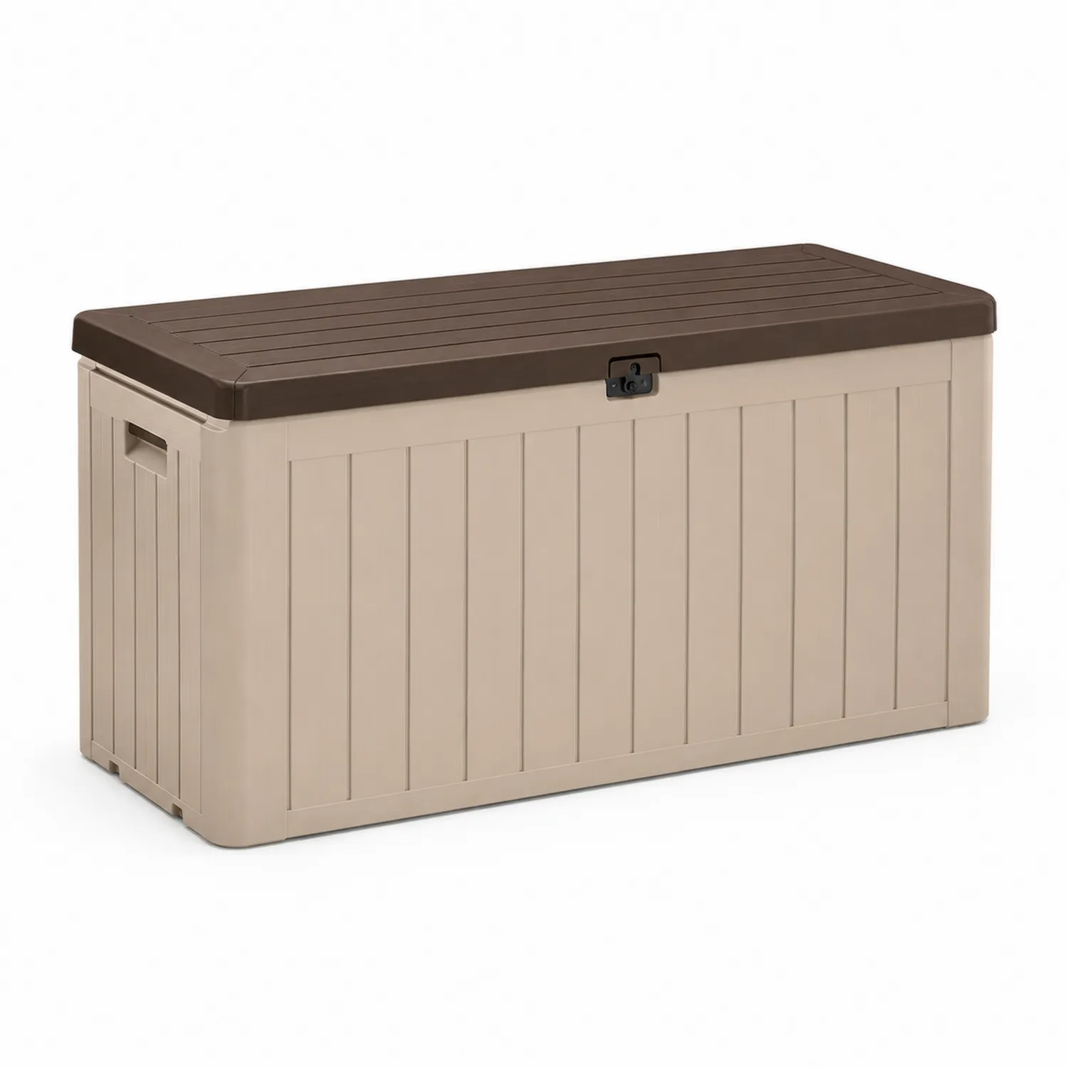Baúl de almacenamiento grande plástico 120x45x60 cm beige/marrón