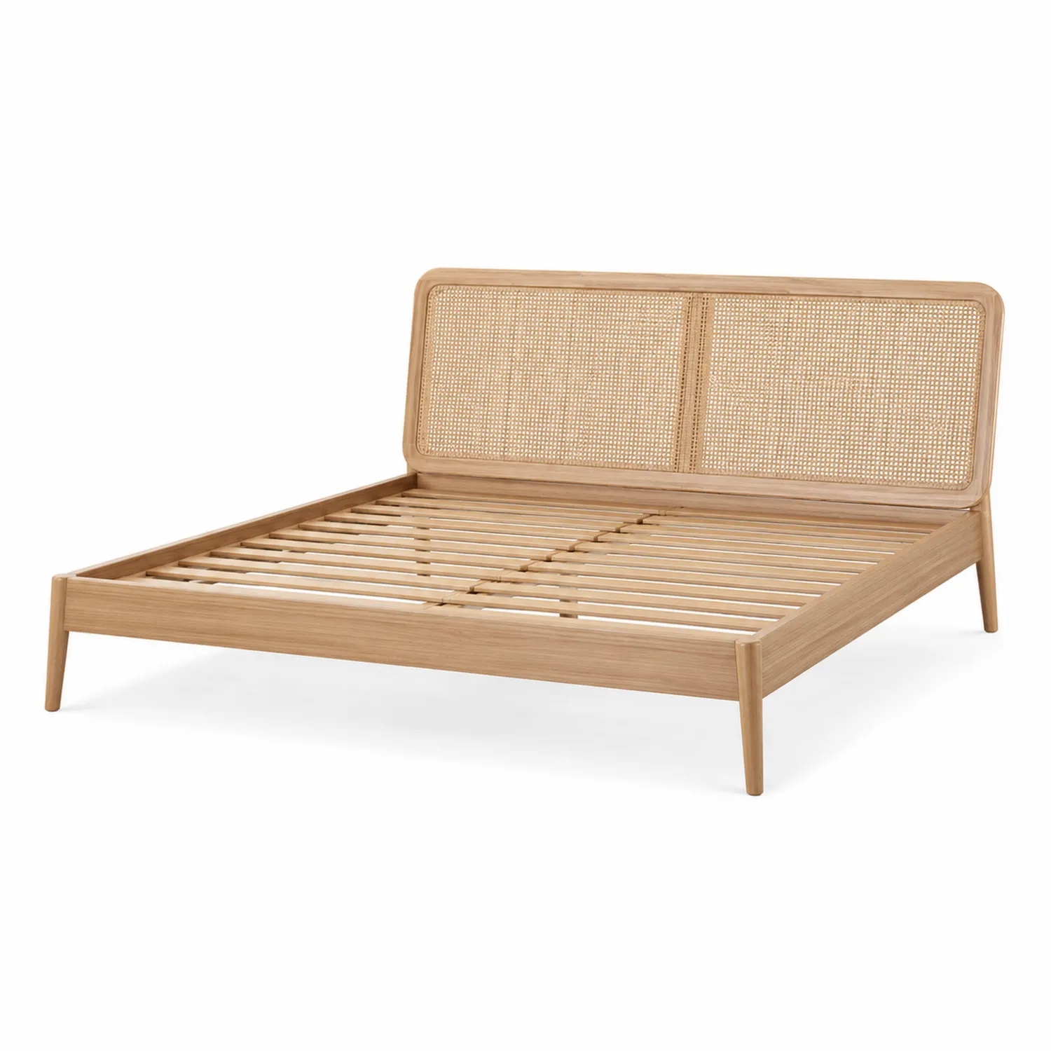 Cama de madera y ratán 200x180 cm