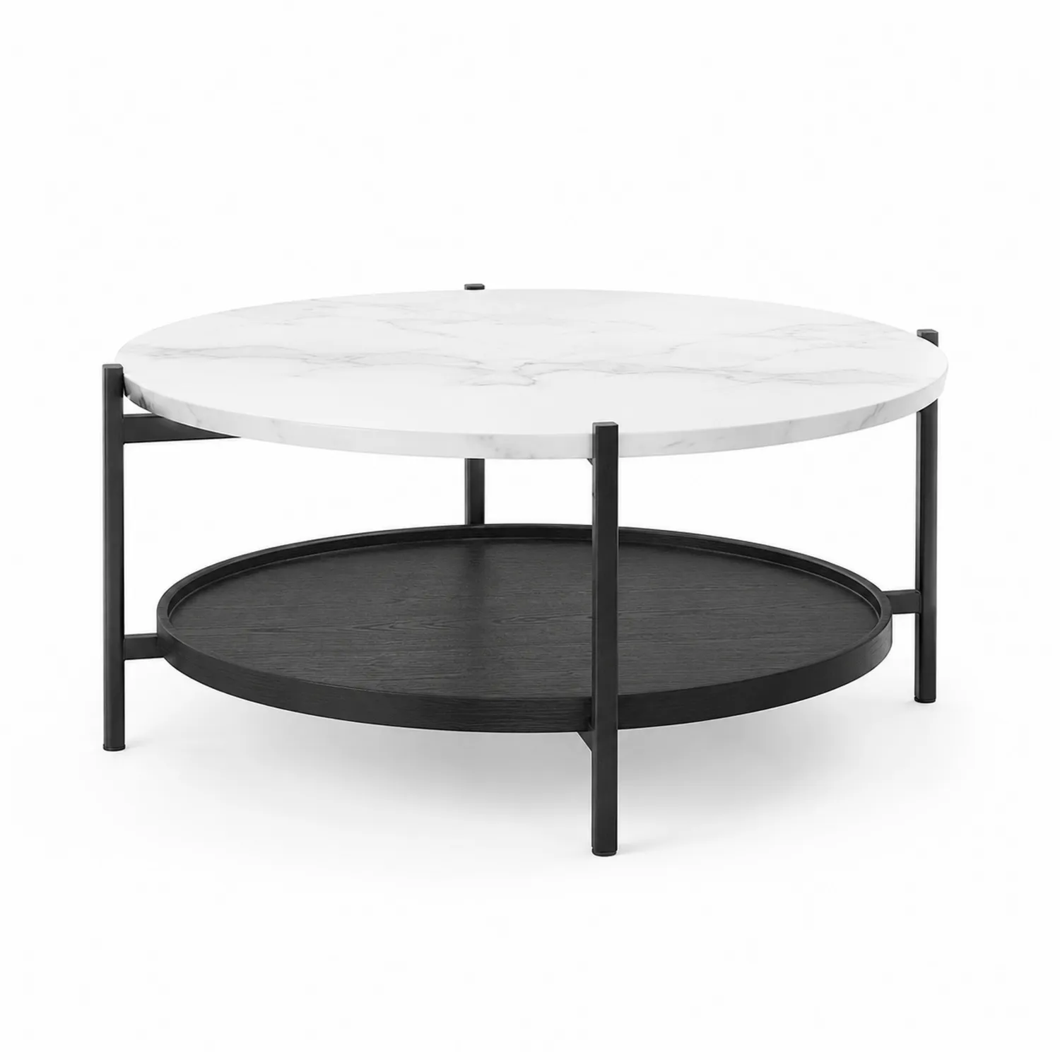 Mesa de centro redonda de mármol y metal 80 cm