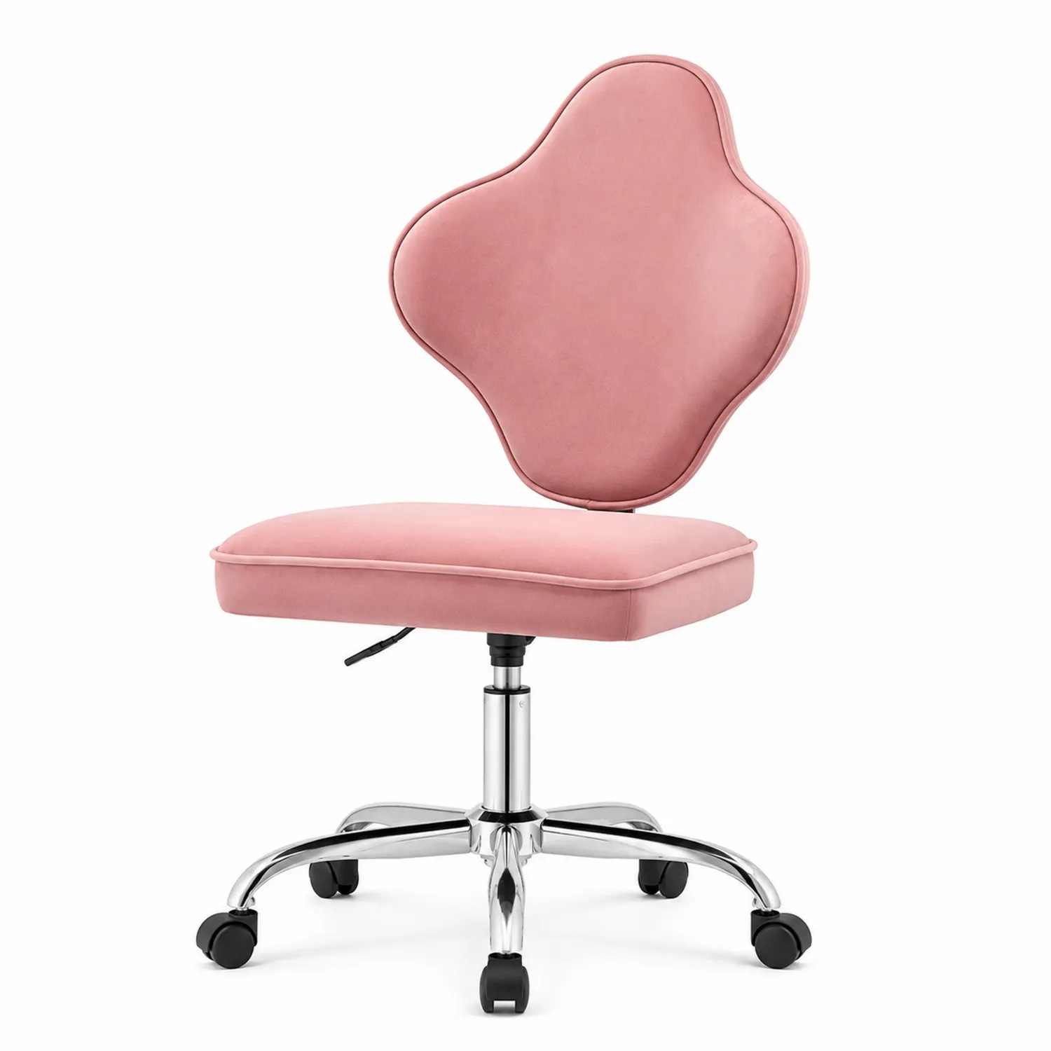 Silla de oficina Rosa con estructura de acero y terciopelo