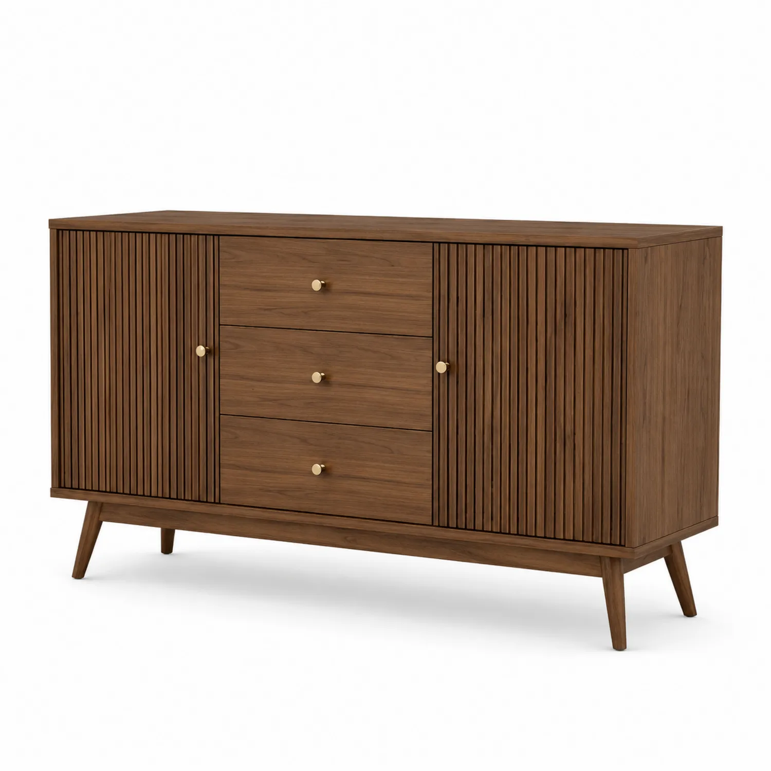 Aparador de Madera con 3 Cajones y 2 Puertas de Nogal 160x40x80 cm