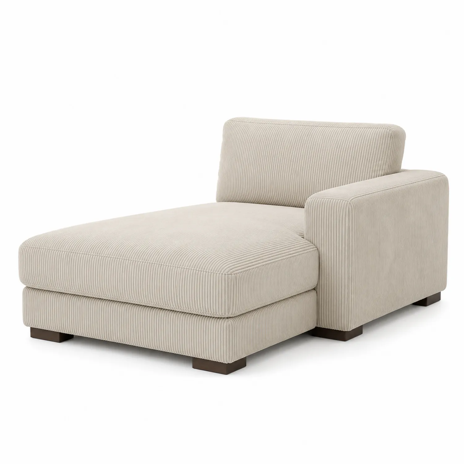 Chaise Longue Beige de Pana con Reposabrazos Derecho