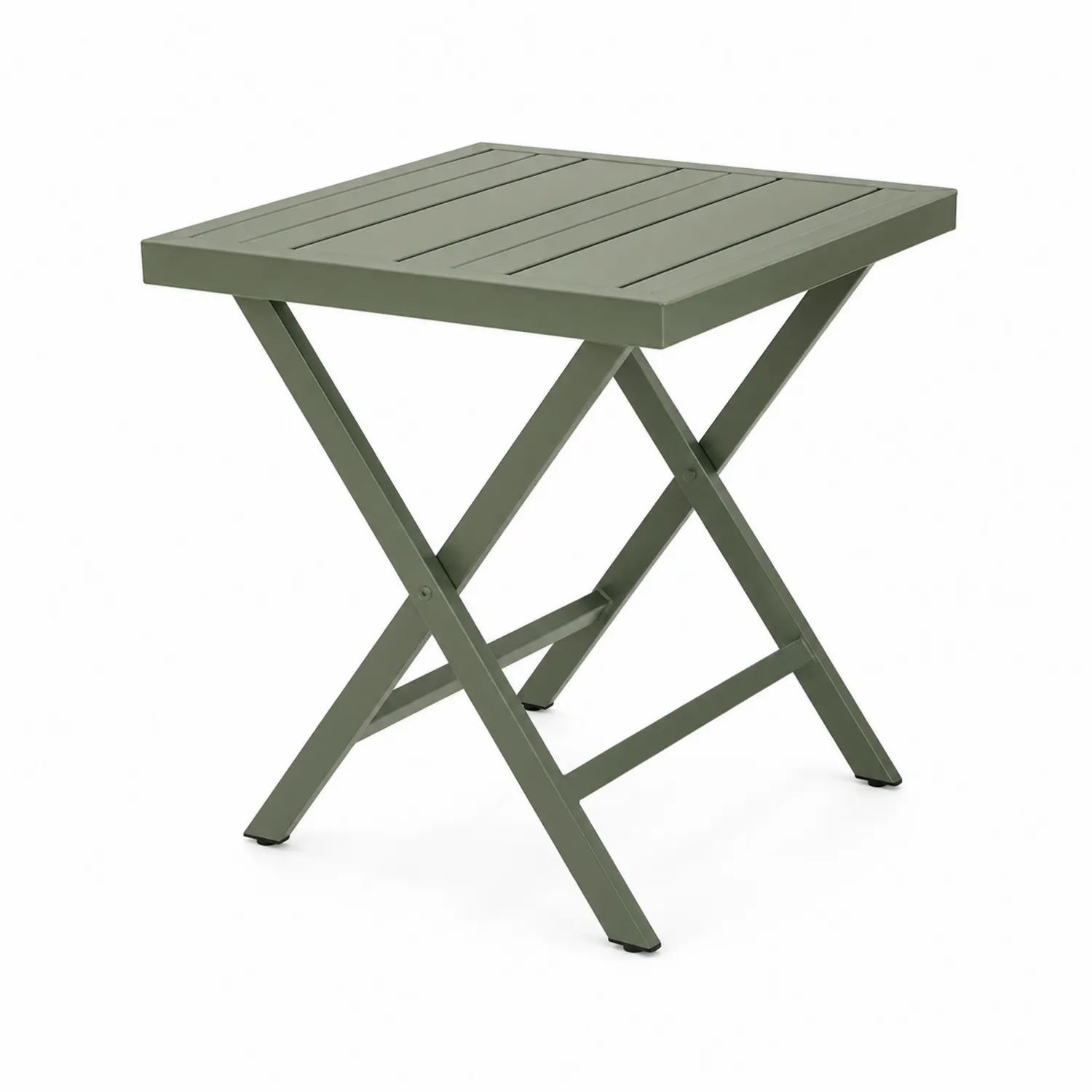 Mesa auxiliar plegable de aluminio verde 45x45x50 cm