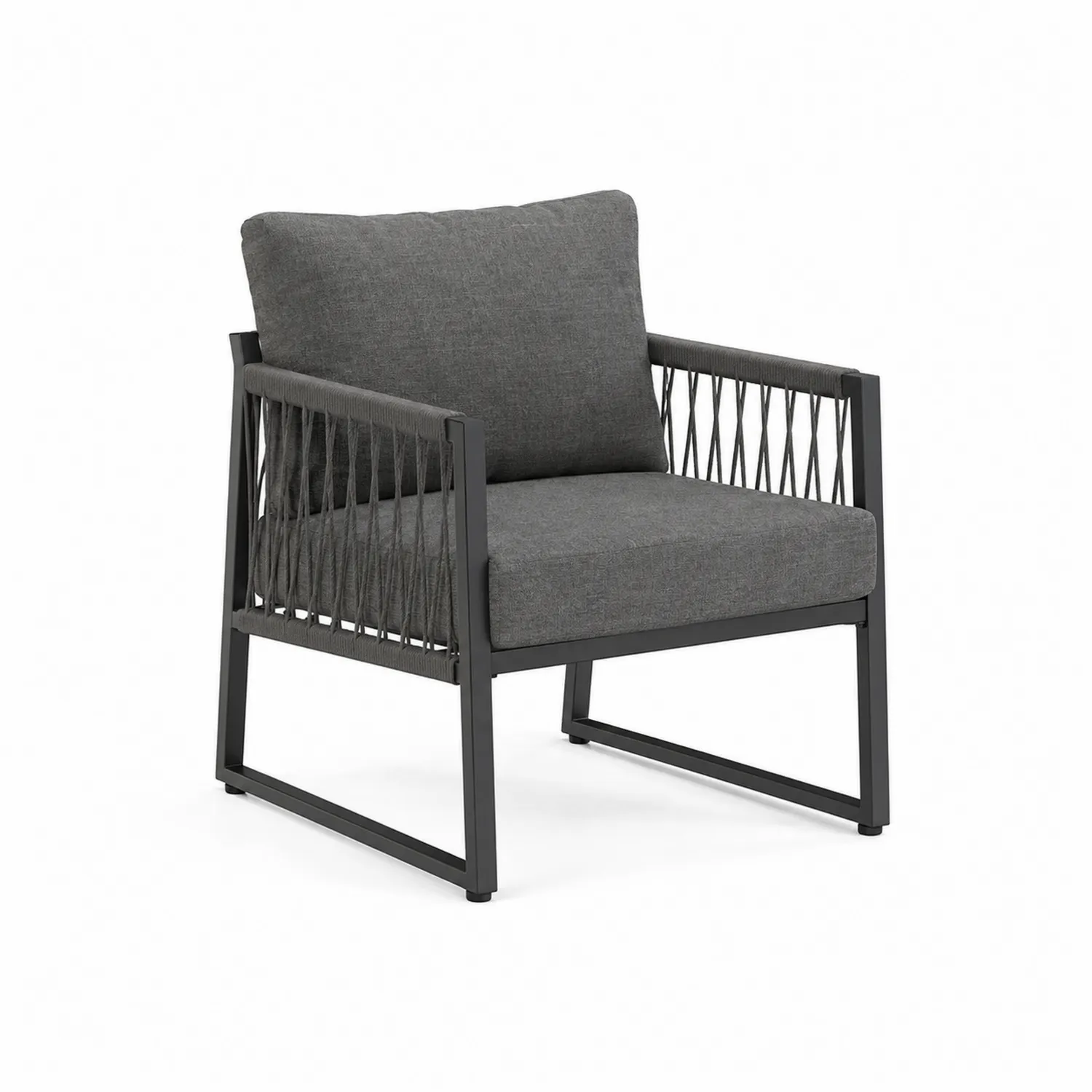 Sillón de aluminio y cuerda gris 71x76x84 cm