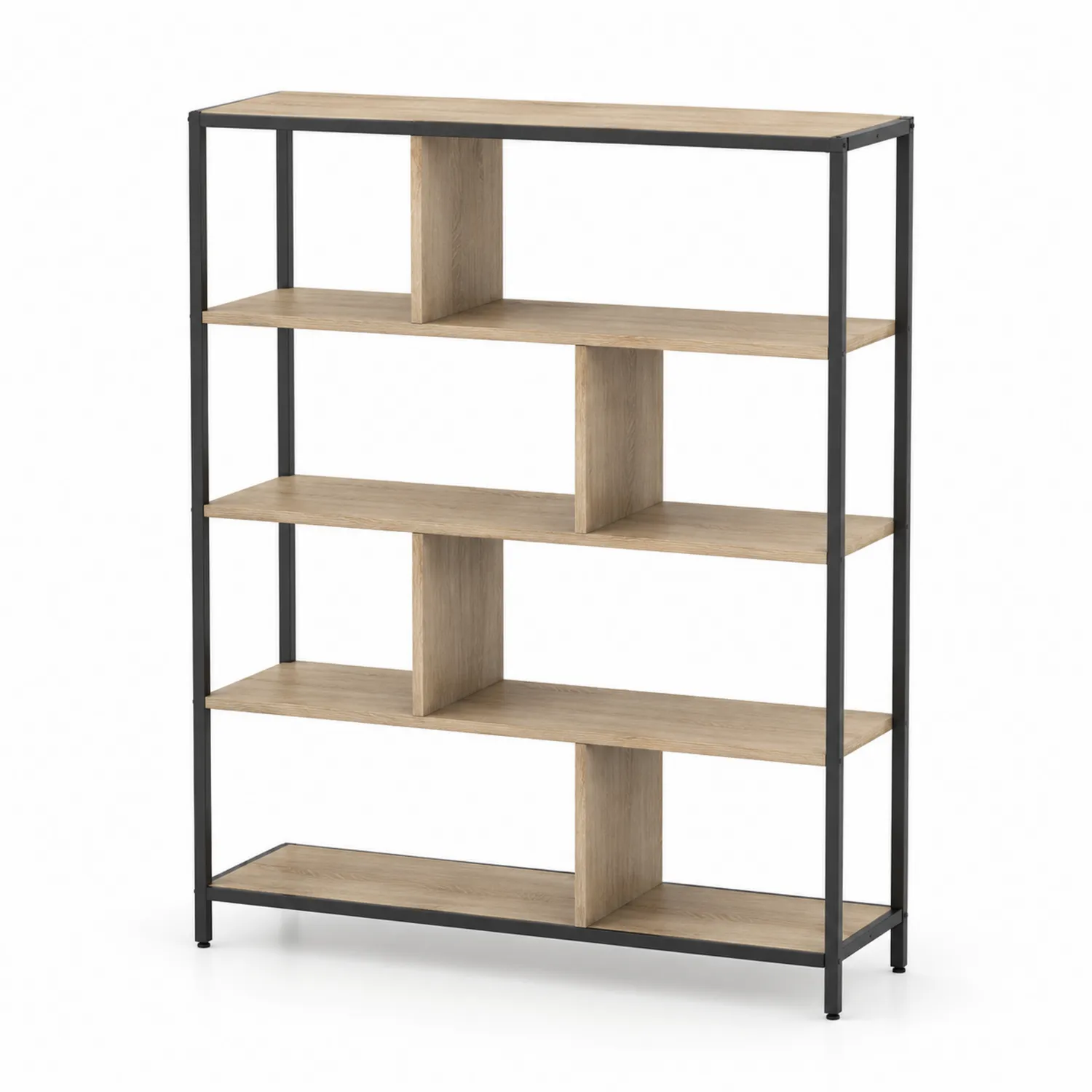 Estantería de Madera y Metal Negro 5 Estantes 150x112x35 cm