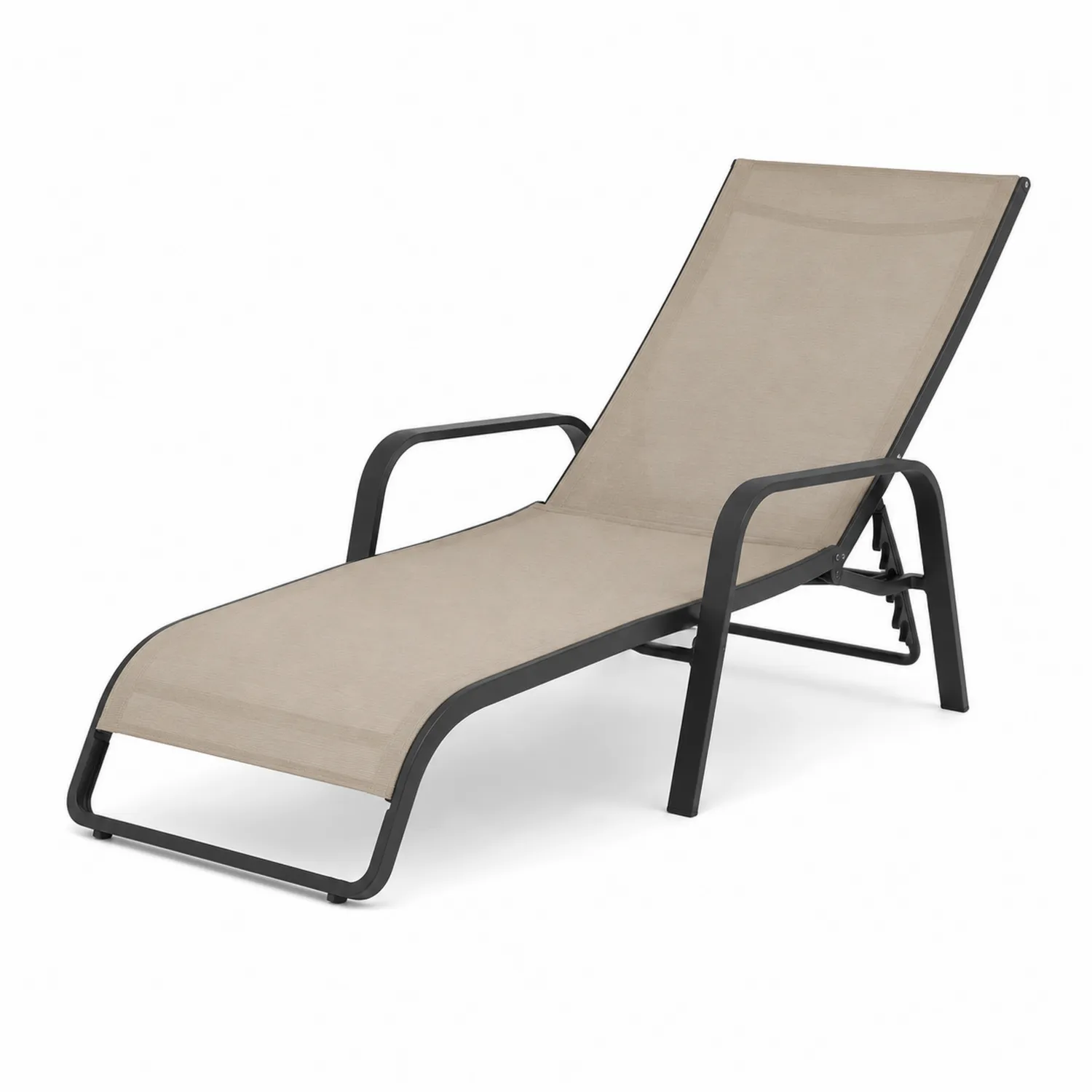 Tumbona de aluminio con tela de poliéster beige