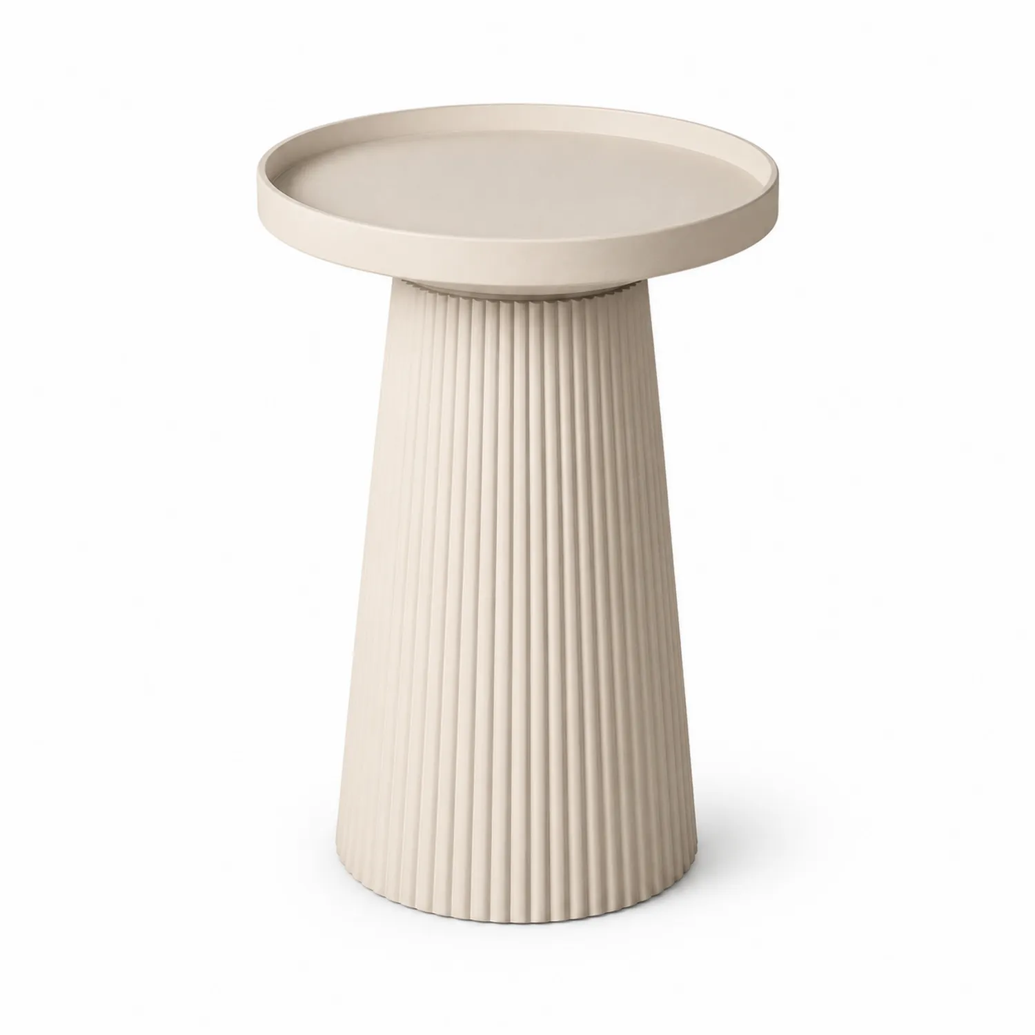 Mesa auxiliar de resina beige 60 cm