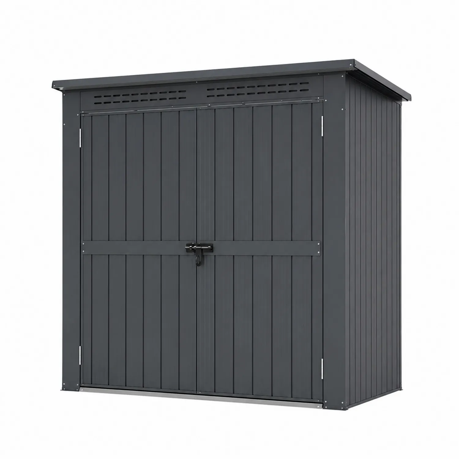 Cobertizo de acero galvanizado gris con puerta doble 233x101x184 cm