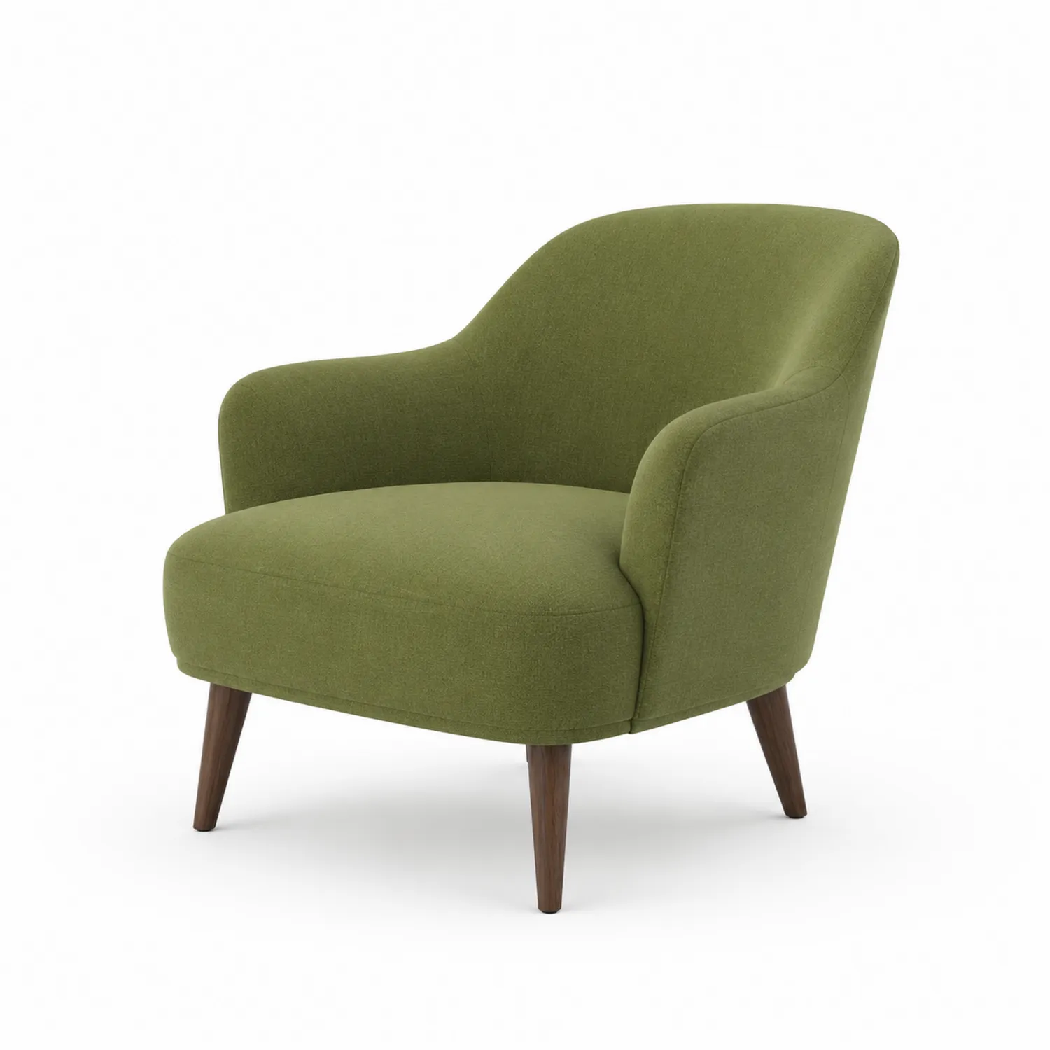 Sillón de Tela Verde con Patas de Madera