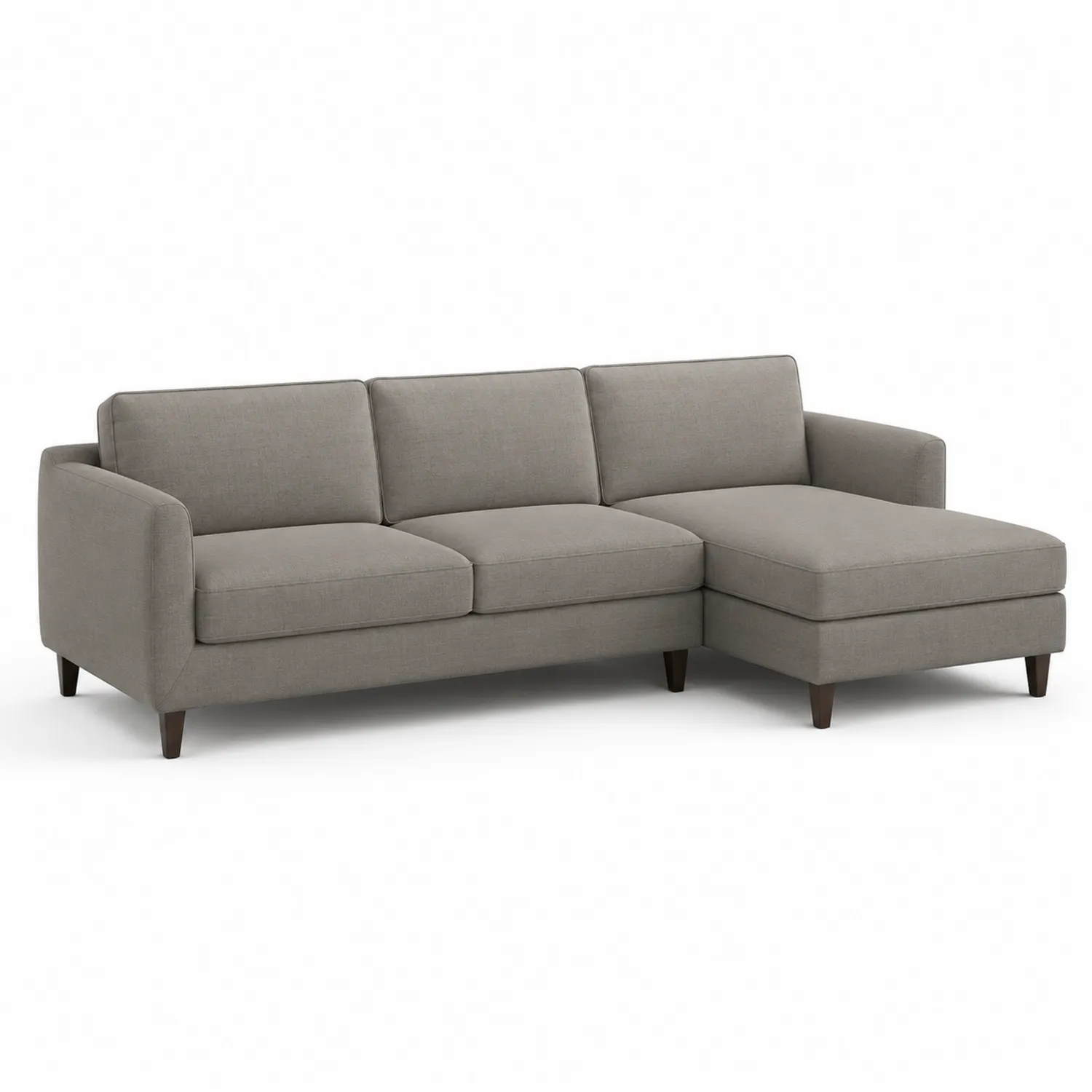 Sofá esquinero de tela gris con chaise longue, 250 cm