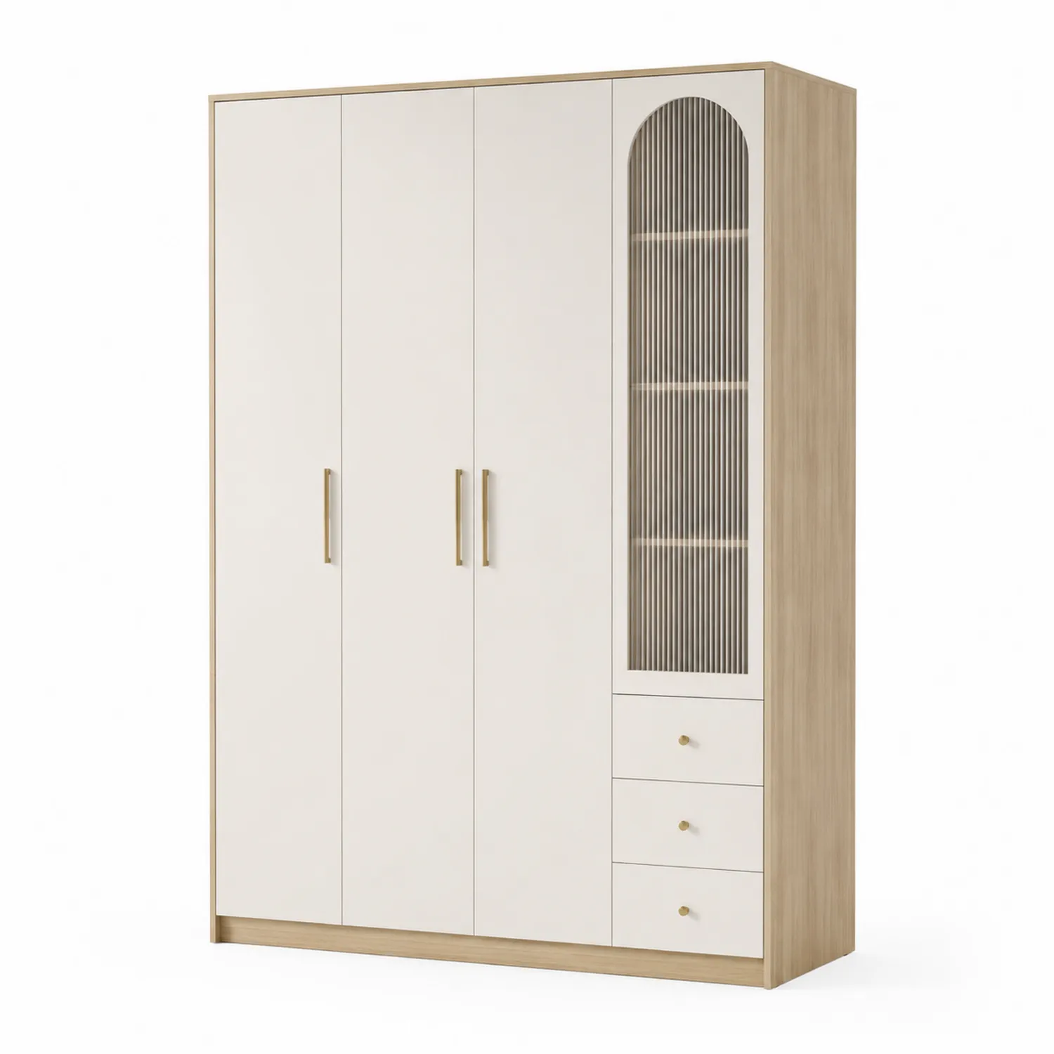 Armario de MDF con Puertas Blancas y Estantes