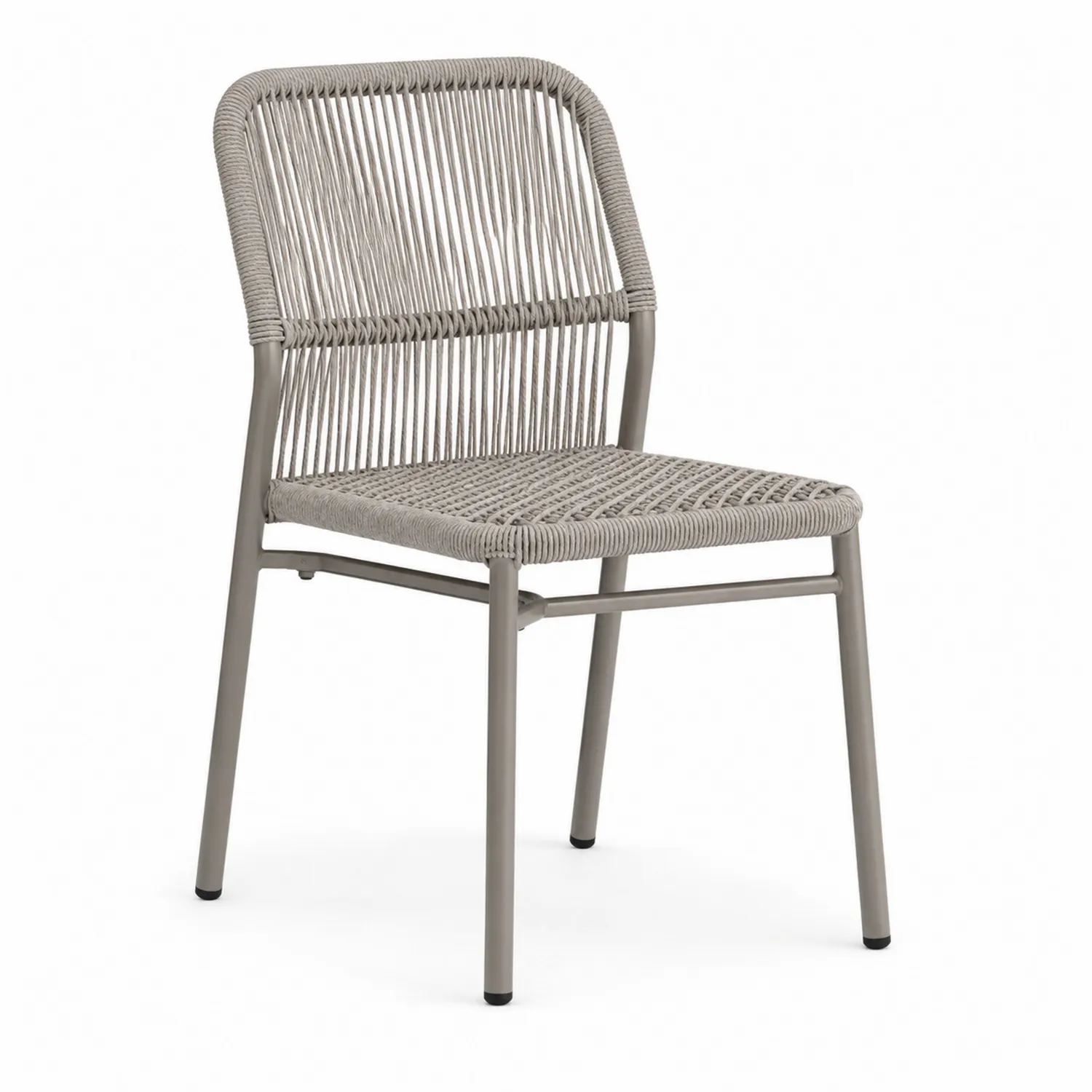 Silla de aluminio y cuerda gris para exterior