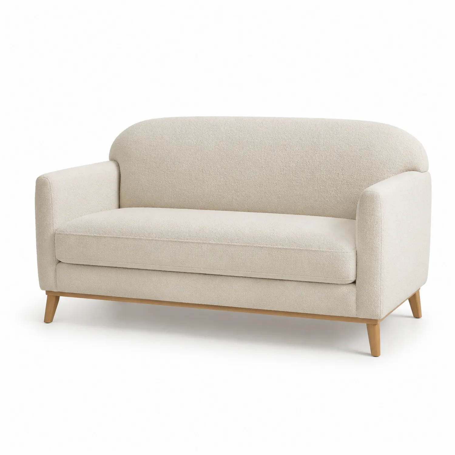 Sofá de 2 plazas beige con patas de madera de haya