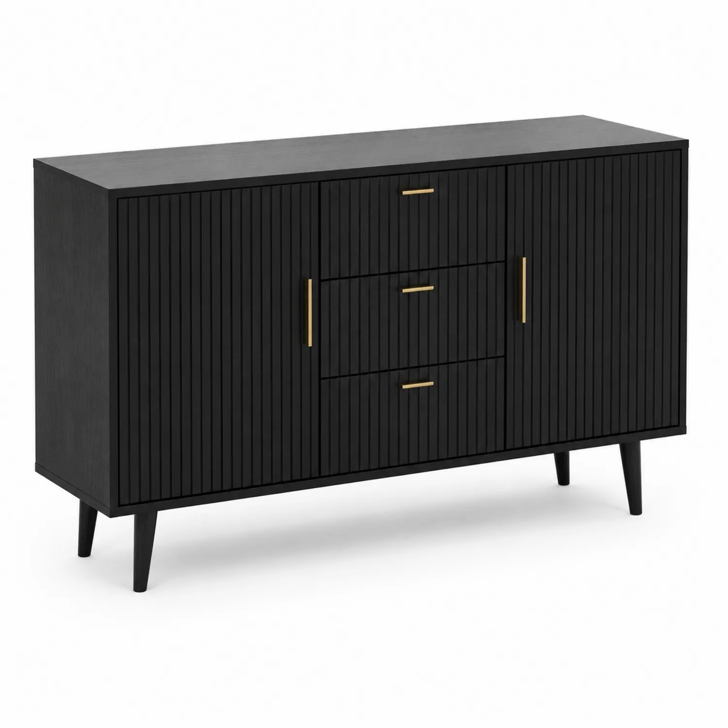 Aparador de Madera con Cajones y Puertas Negro 120x40x80 cm