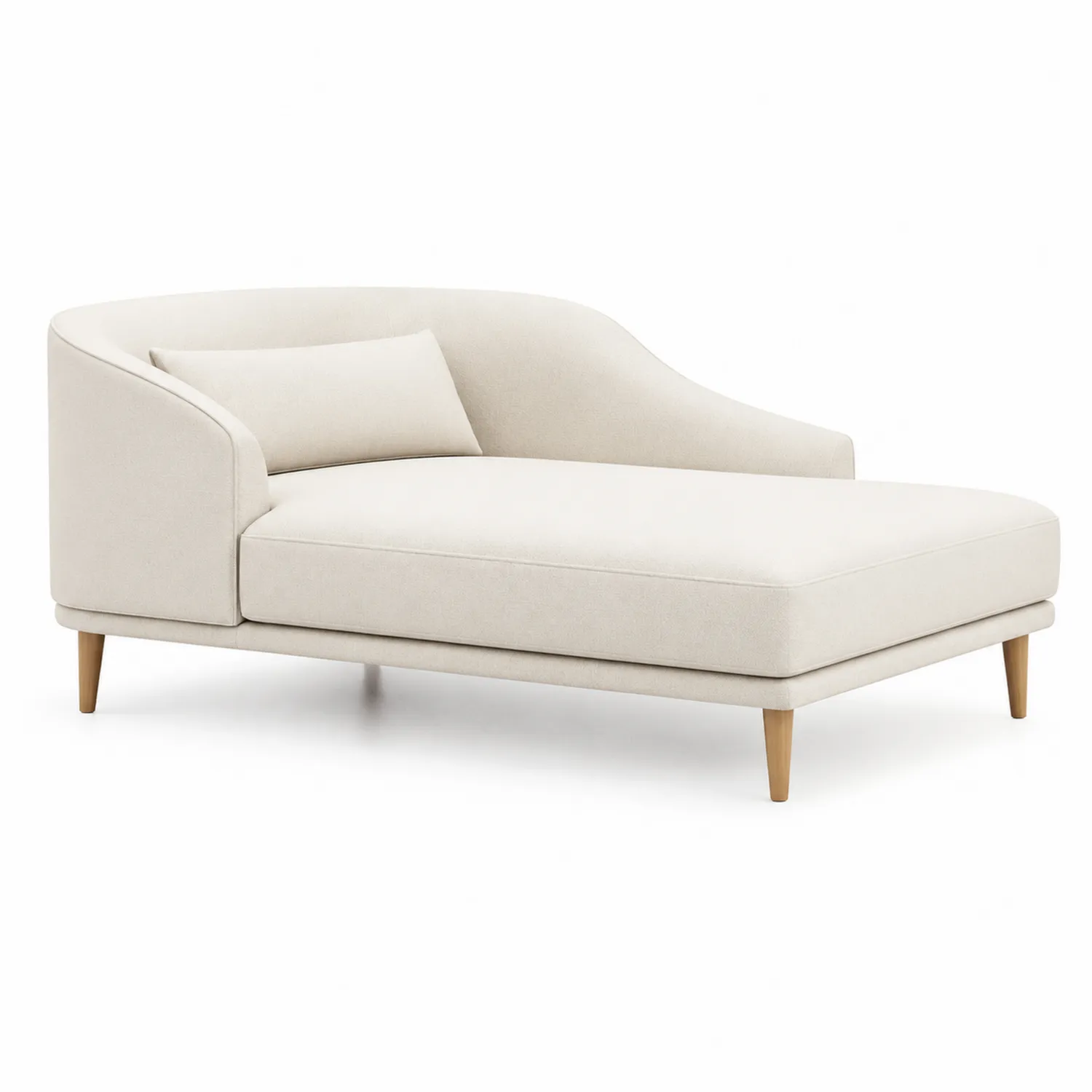 Chaise Longue Curva Beige Madera y Tela de Poliéster