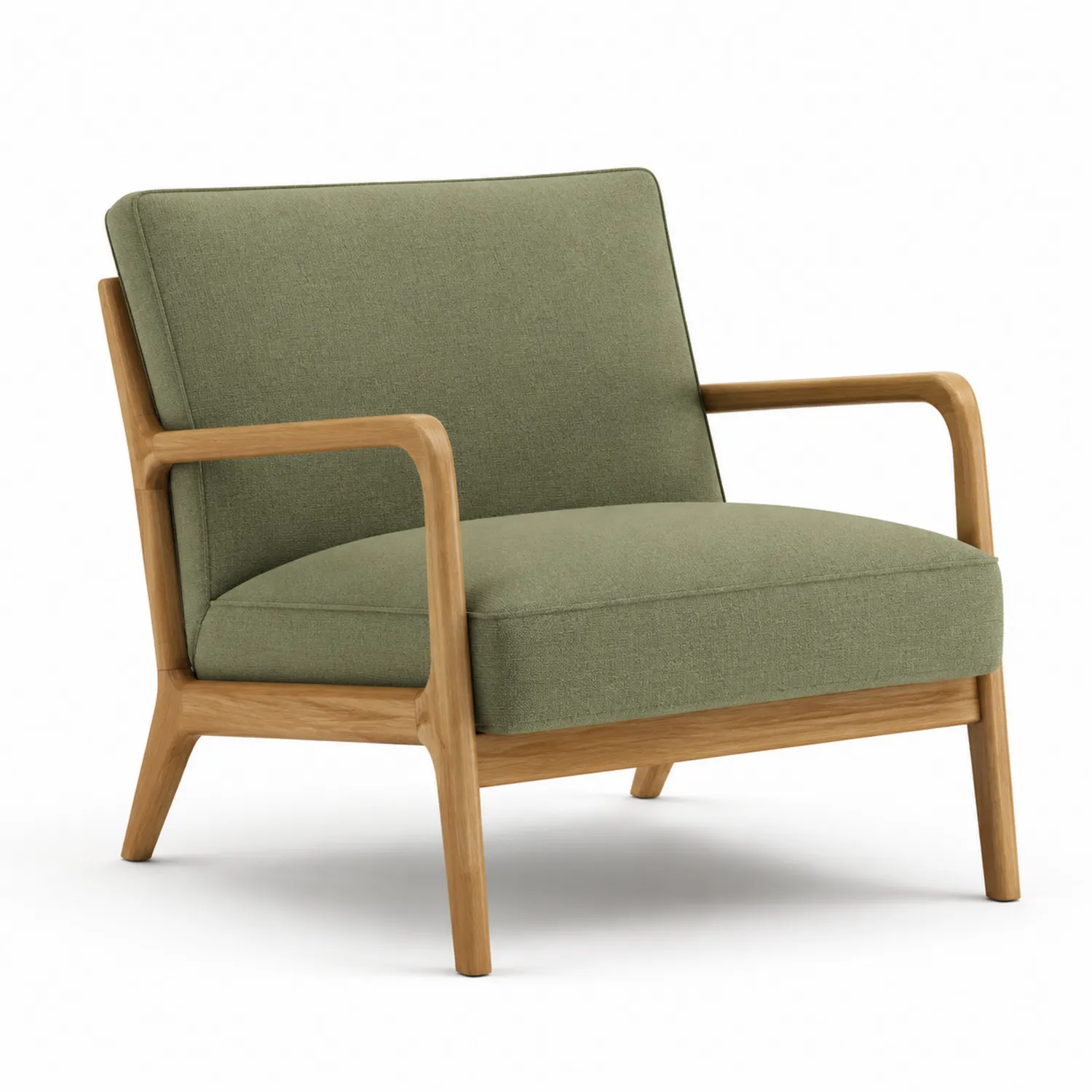 Sillón de Tela con Estructura de Madera de Roble