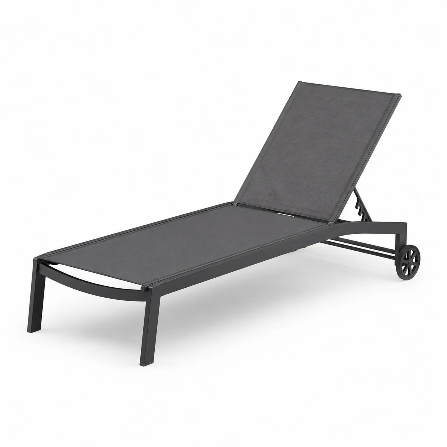 Tumbona de metal gris oscuro con ruedas 200 cm