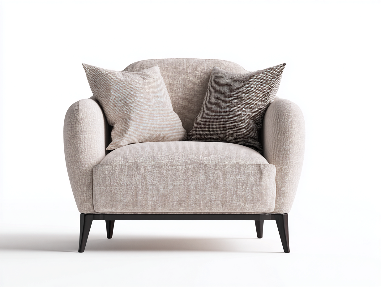 Sessel Stoff 85x90x88 cm - Beige - Gepolsterter Komfortsessel mit Holzbeinen - Modernes Design für Wohnzimmer-Oakmyhome