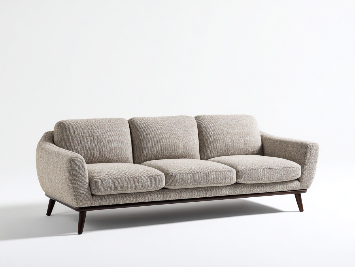 3 Sitzer Sofas Stoff 205x90x82 cm - Beige - Modernes Design mit gepolsterter Sitzfläche - Für Wohnzimmer geeignet-Oakmyhome