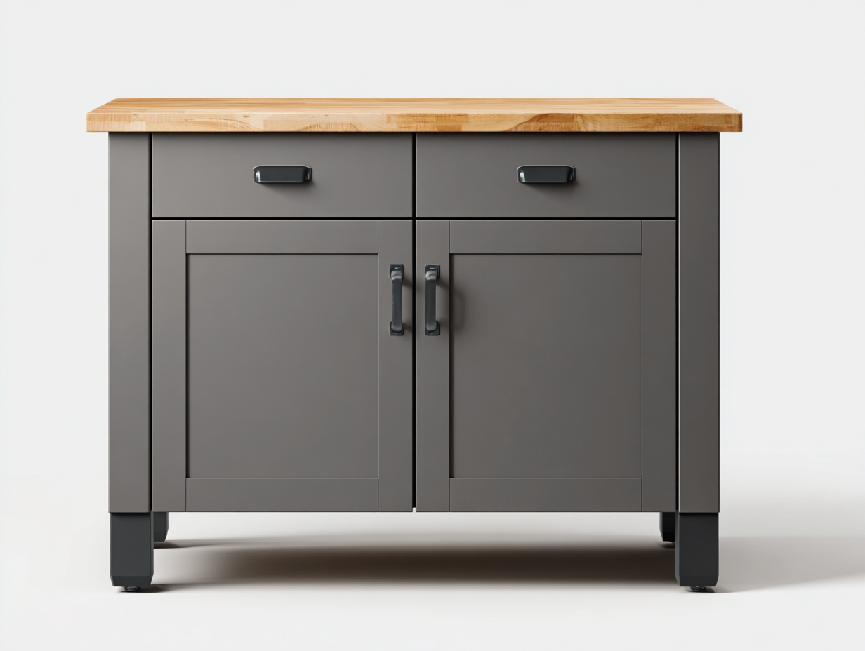 Sideboards Holzwerkstoff 120x45x85 cm - Grau - Landhausstil mit 2 Schubladen und 2 Türen - Für Esszimmer geeignet-Oakmyhome