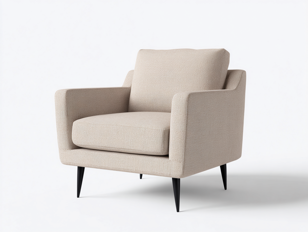 Sessel Stoff 75x80x85 cm - Beige - Gepolsterter Komfortsessel mit Kissen und Metallbeinen - Modernes Design für Wohnzimmer-Oakmyhome