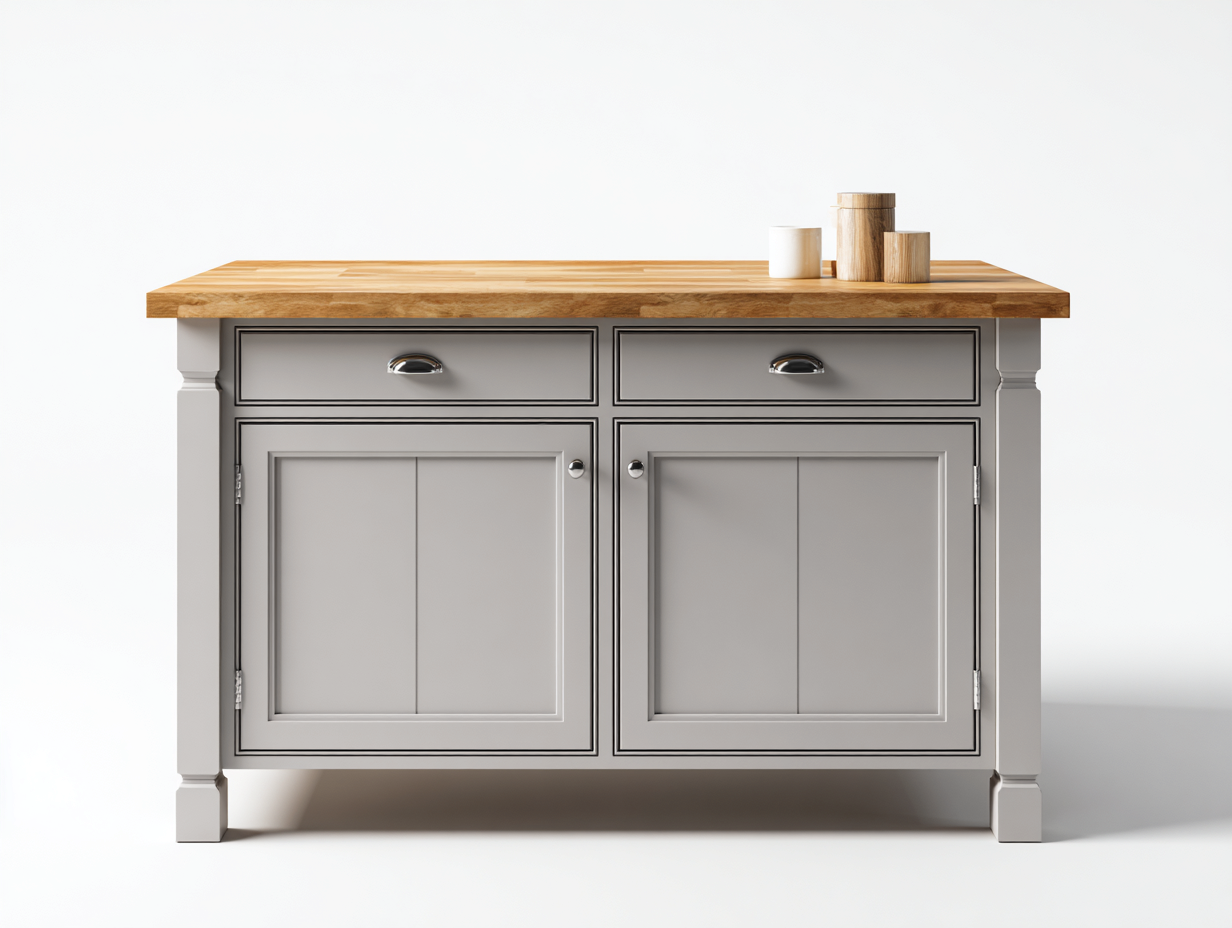 Sideboards Holzwerkstoff 120x45x85 cm - Grau - Landhausstil mit 2 Schubladen und 2 Türen - Für Esszimmer geeignet-Oakmyhome