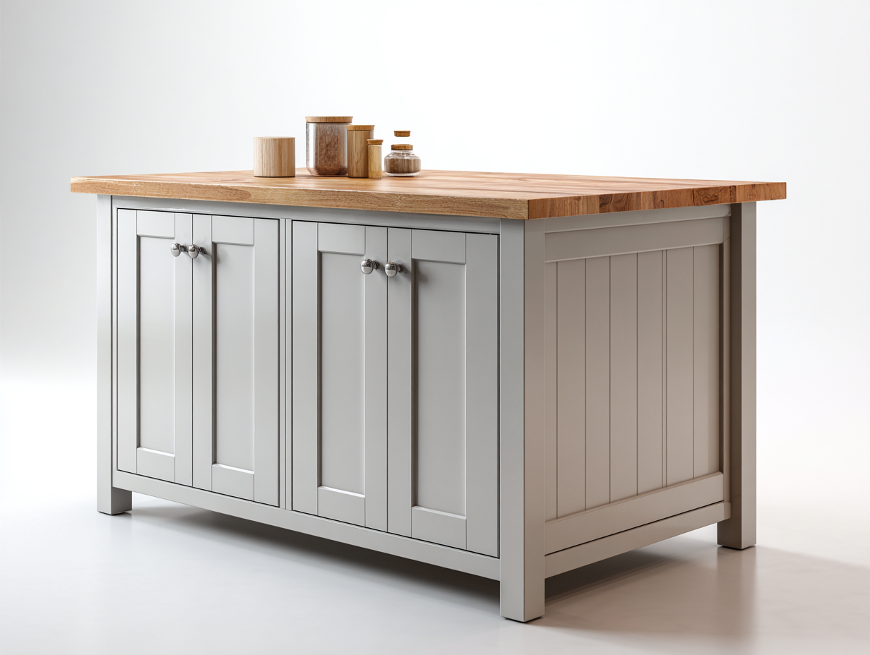 Sideboards Holzwerkstoff 140x60x90 cm - Grau - Landhausstil mit 4 Türen - Für Esszimmer geeignet-Oakmyhome