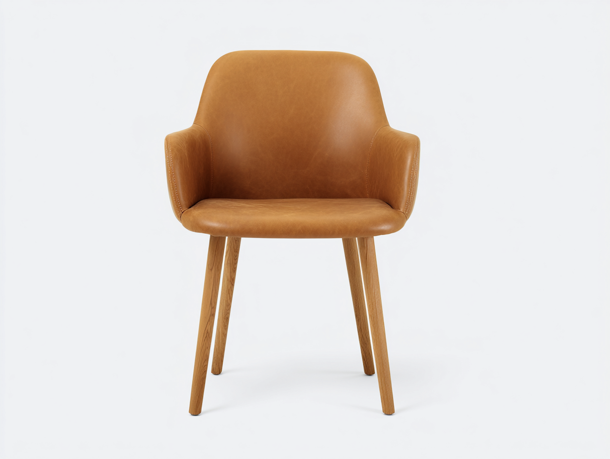 Esszimmerstühle Kunstleder Holz 60x58x80 cm - Orange - Modernes Design mit Armlehnen - Für Esszimmer geeignet-Oakmyhome