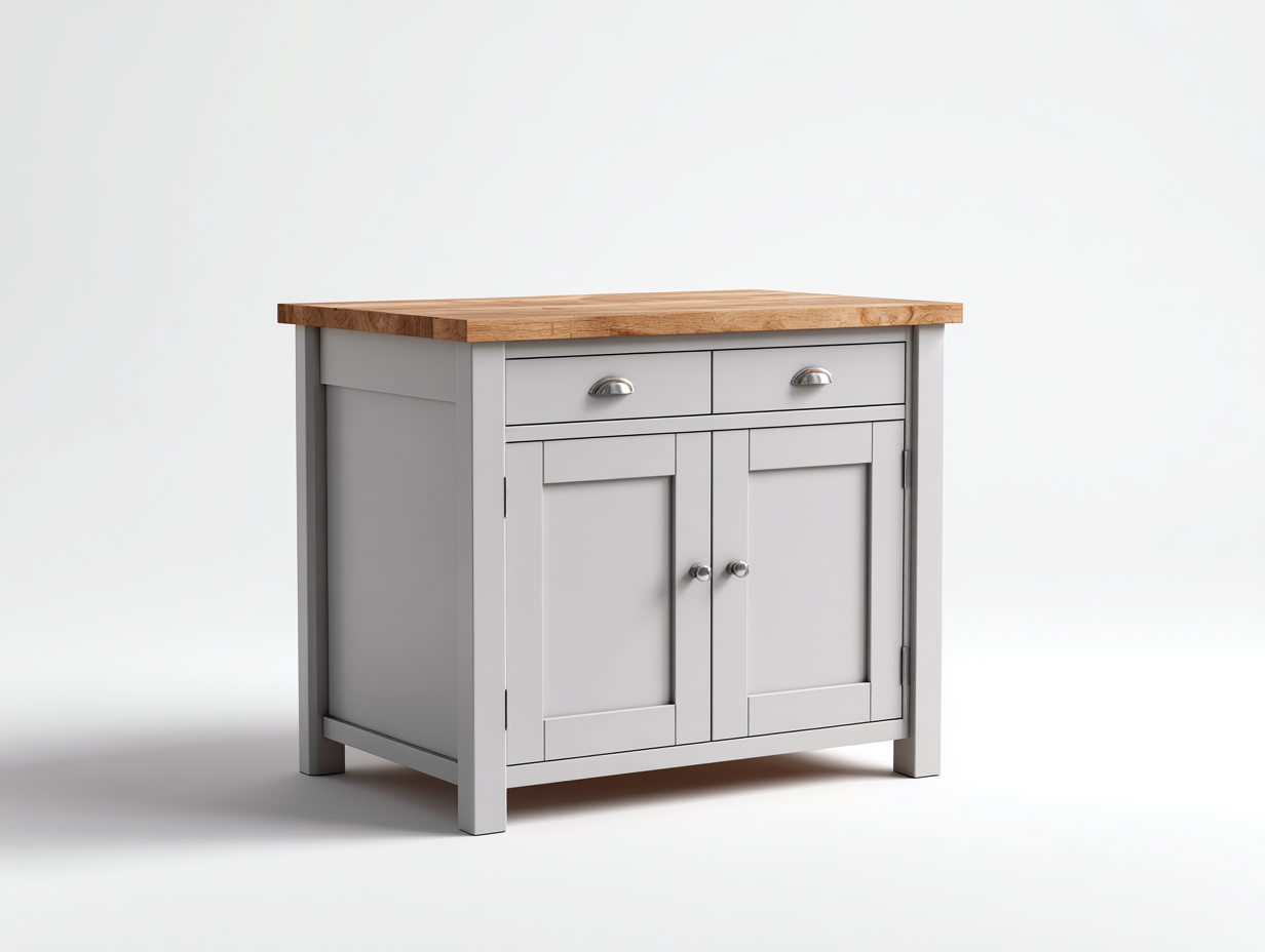 Sideboards Holzwerkstoff 90x45x85 cm - Grau - Landhausstil mit 2 Schubladen und 2 Türen - Für Esszimmer geeignet-Oakmyhome
