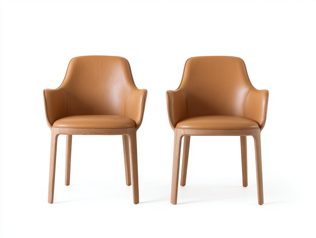 Esszimmerstühle Kunstleder Holz 60x58x80 cm - Orange - Modernes Design mit Armlehnen - Für Esszimmer geeignet-Oakmyhome