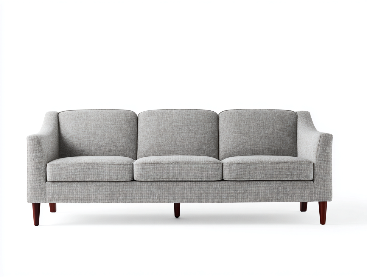 3 Sitzer Sofas Stoff 210x88x80 cm - Hellgrau - Modernes Design mit Holzbeinen - Für Wohnzimmer geeignet-Oakmyhome