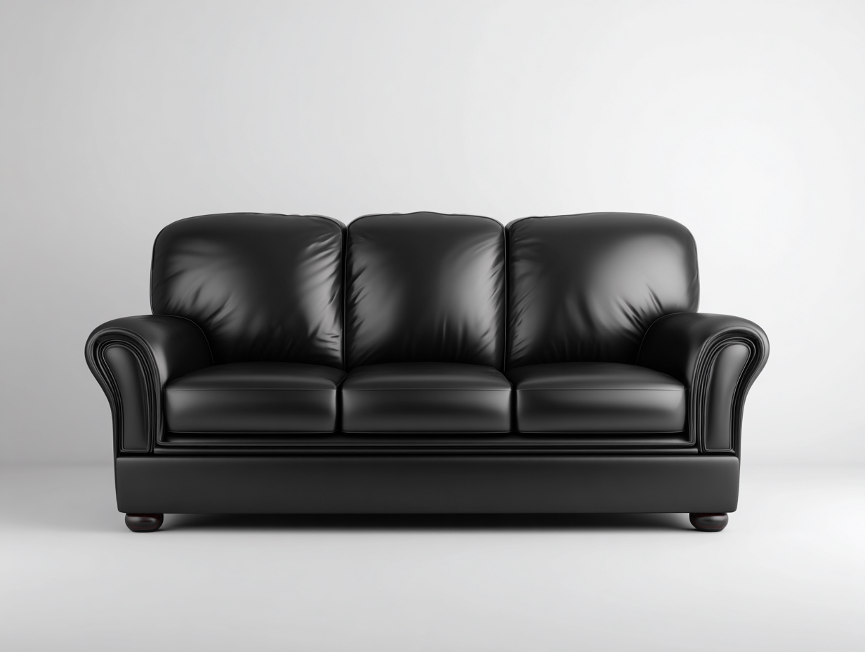3 Sitzer Sofas Kunstleder 200x90x85 cm - Schwarz - Klassisches Design mit gepolsterter Rückenlehne - Für Wohnzimmer geeignet-Oakmyhome