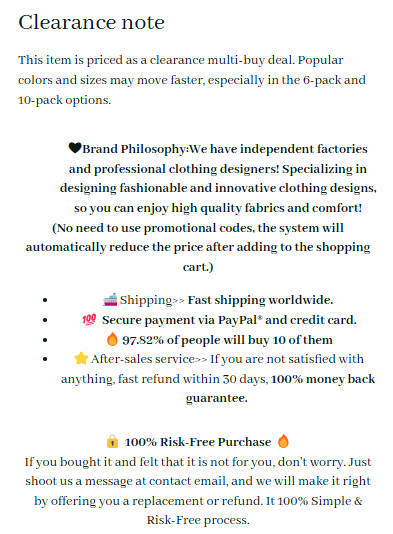 Clearance note and guarantee