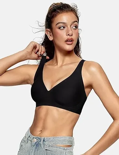 Womens Deep V Bras Wireless Comfortable Bra