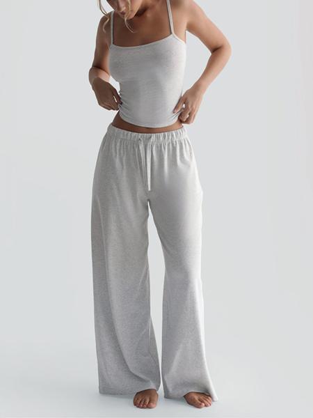 Two-Piece Set Women's Solid Color Cami Top & Pants, Casual Sleeveless Top & Pants for Daily Wear, Ladies Summer Clothes